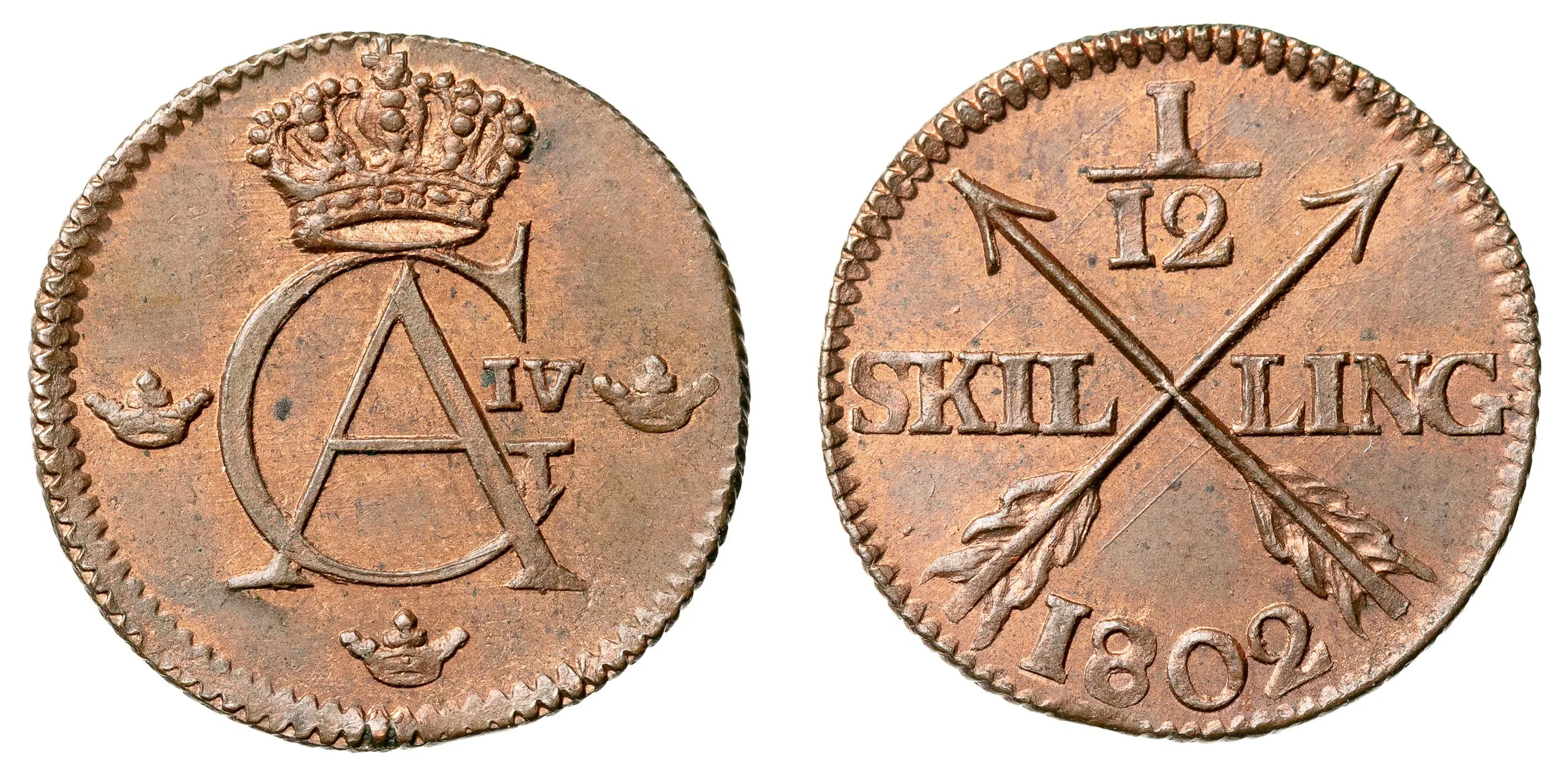 GUSTAV IV ADOLF (1792-1809). 1/12 skilling 1802