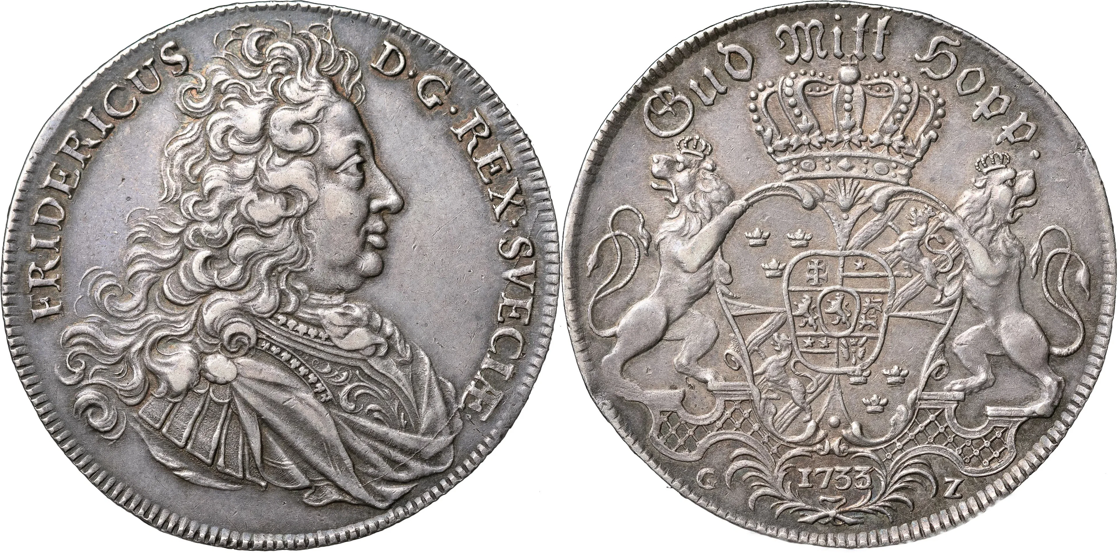 FREDRIK (1720-1751). STOCKHOLM. Riksdaler 1733
