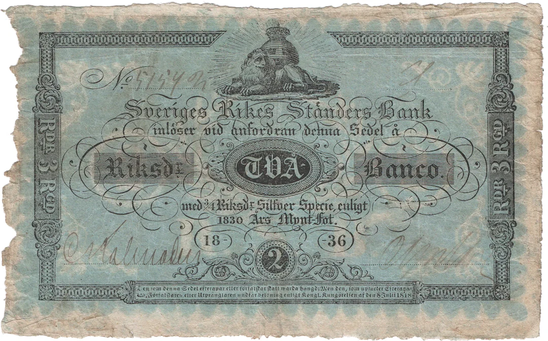 2 riksdaler banco 1836. Nr 51542