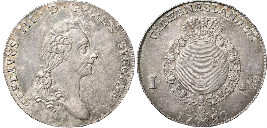 GUSTAV III (1771-1792). STOCKHOLM. Riksdaler 1790