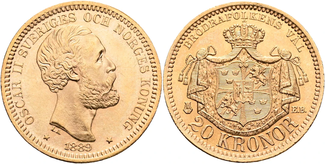 OSKAR II (1872-1907). 20 kronor 1889