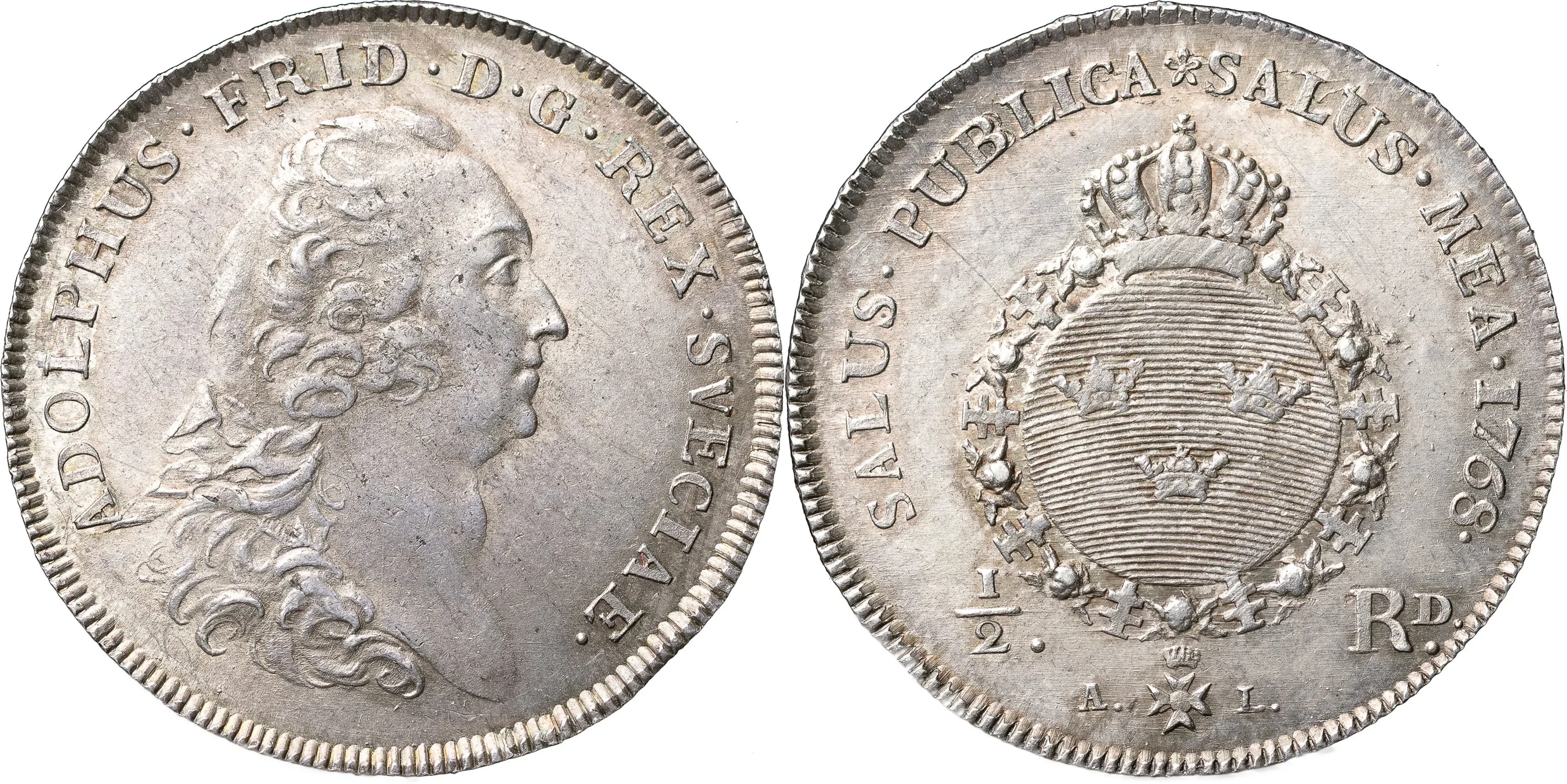 ADOLF FREDRIK (1751-1771). STOCKHOLM. 1/2 riksdaler 1768