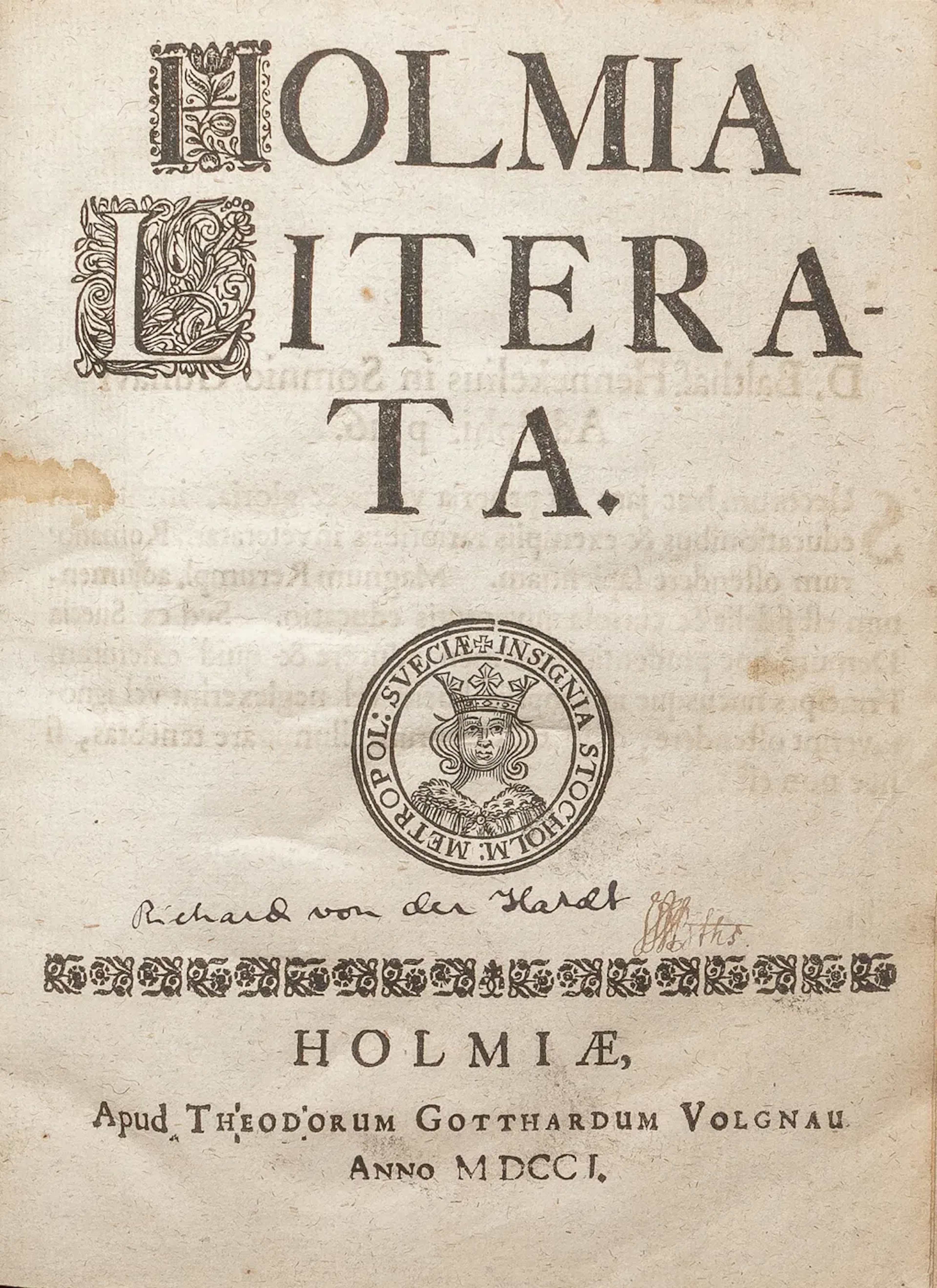 Hardt, Richard von der: Holmia literata