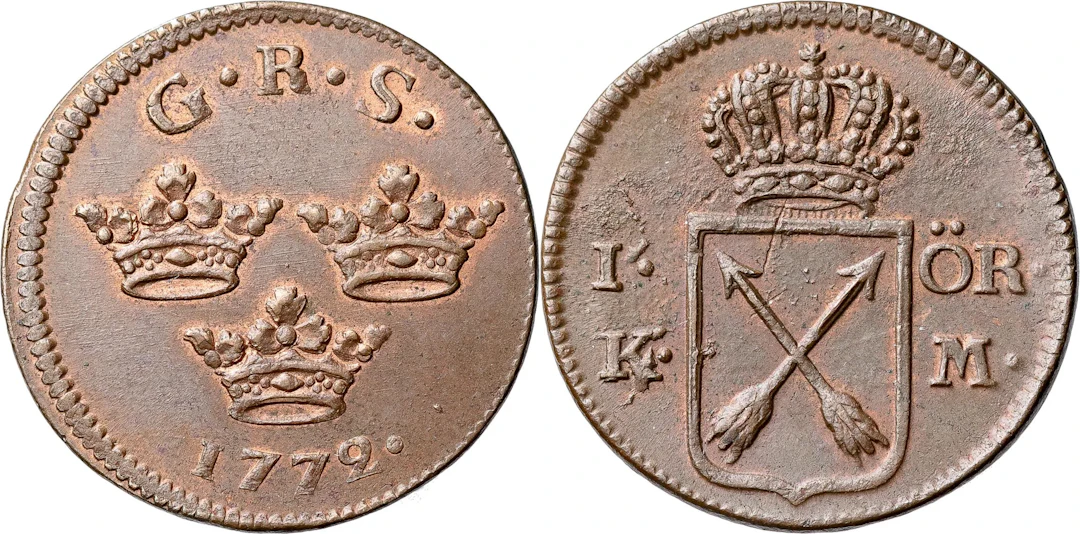 GUSTAV III (1771-1792). AVESTA. Öre KM 1772