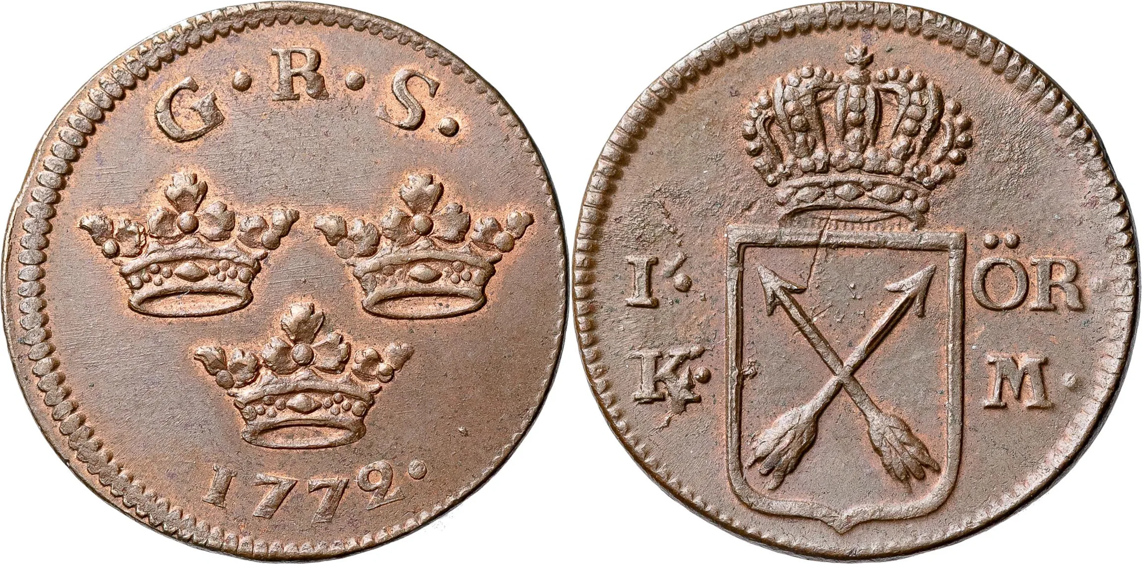 GUSTAV III (1771-1792). AVESTA. Öre KM 1772
