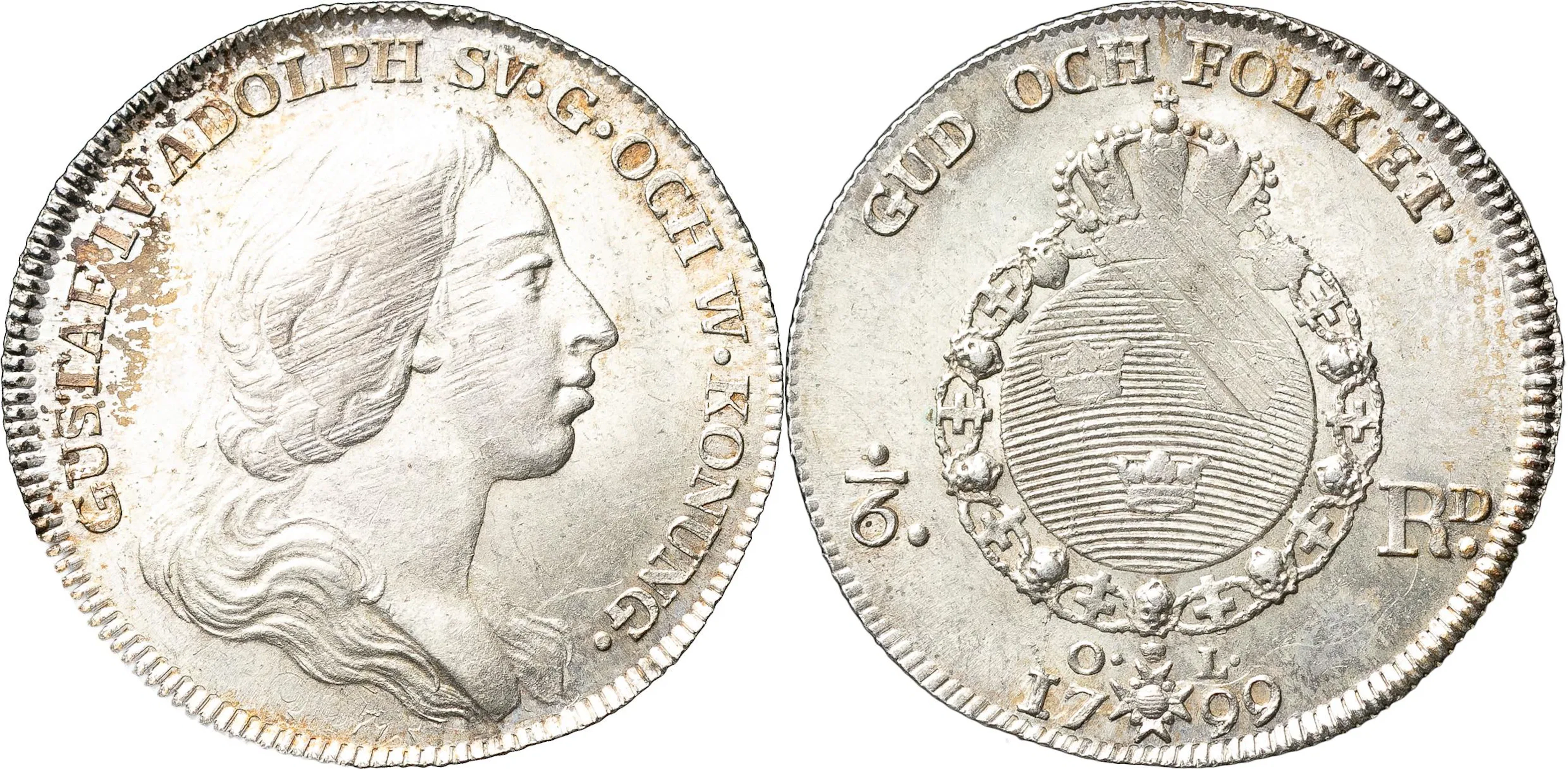 GUSTAV IV ADOLF (1792-1809). STOCKHOLM. 1/6 riksdaler 1799