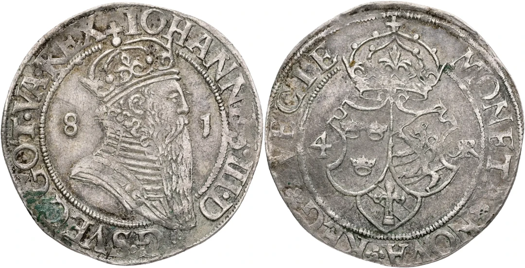 JOHAN III (1568-1592). 4 öre 1581