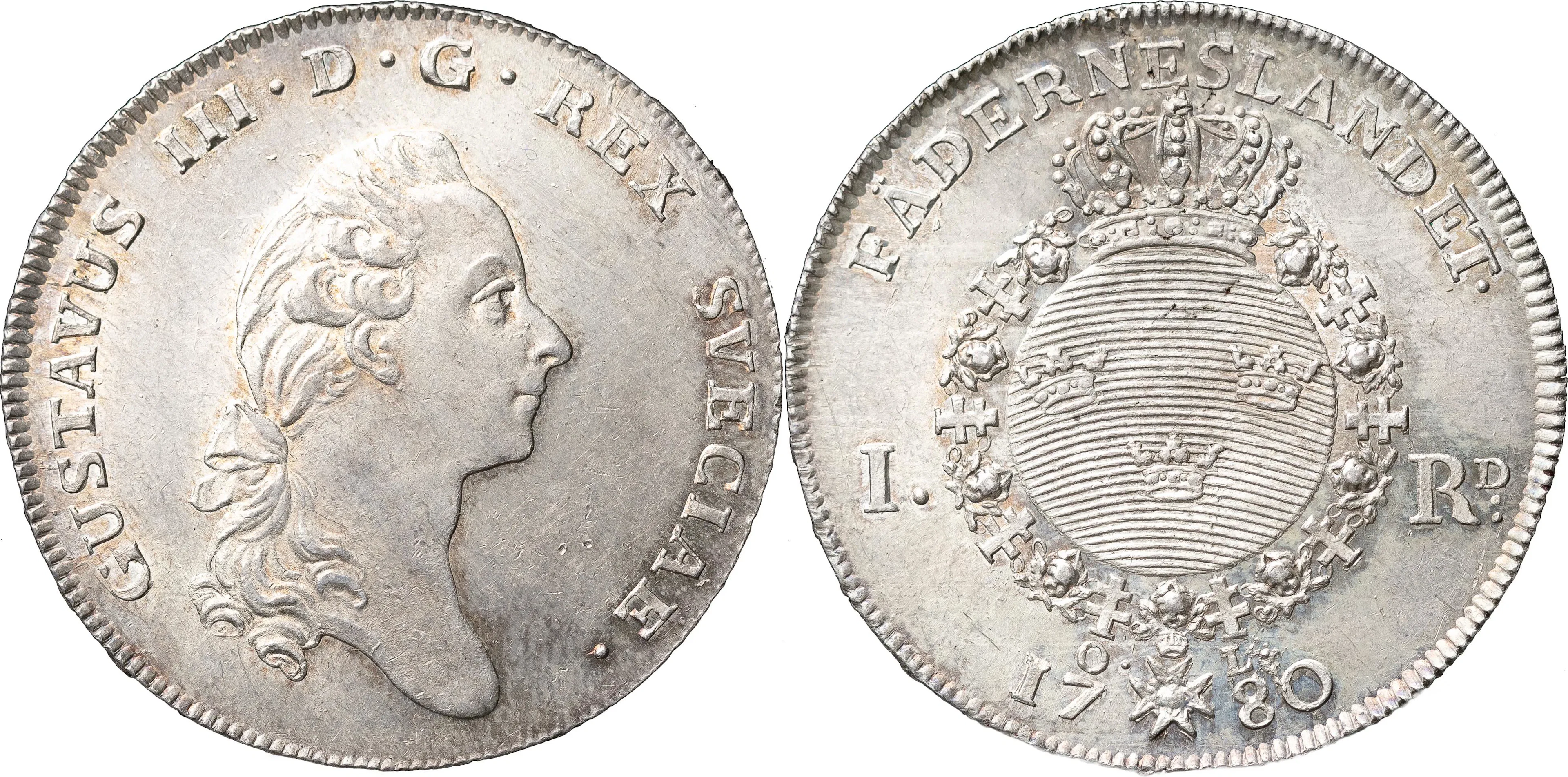 GUSTAV III (1771-1792). STOCKHOLM. Riksdaler 1780