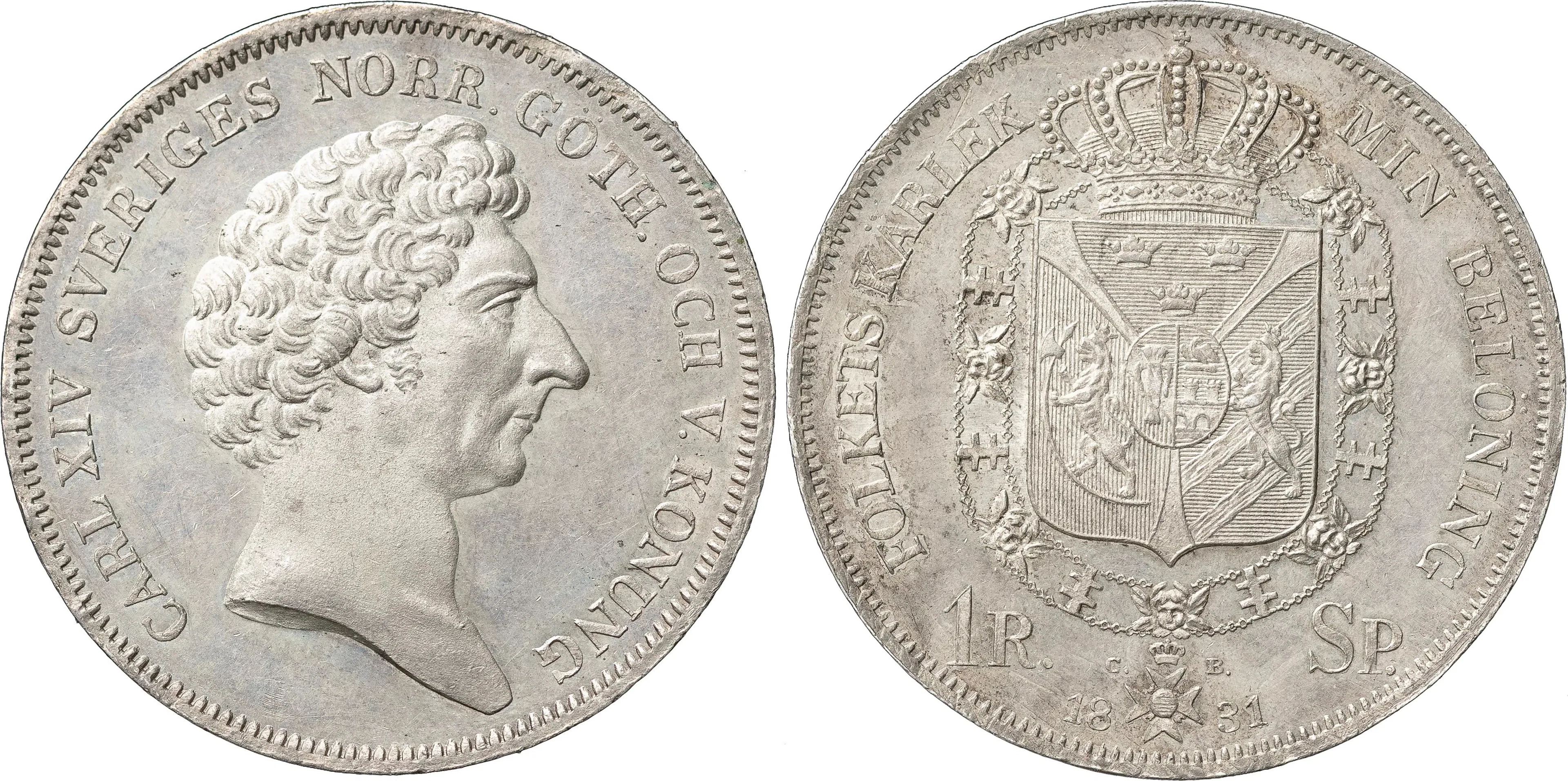 KARL XIV JOHAN (1818-1844). STOCKHOLM. Riksdaler specie 1831