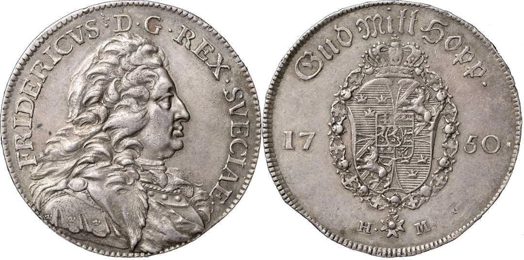 FREDRIK (1720-1751). STOCKHOLM. 1/2 riksdaler 1750