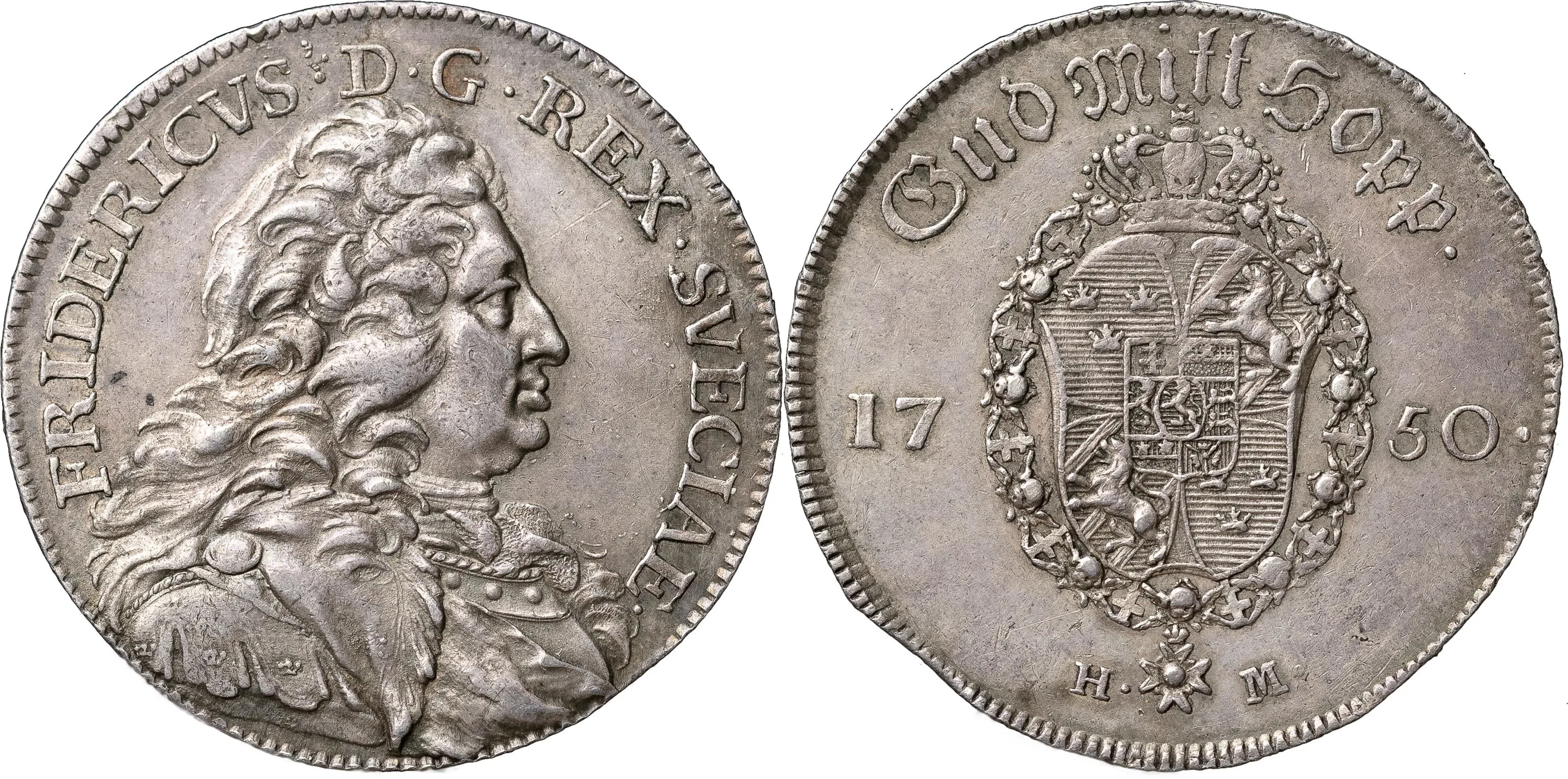 FREDRIK (1720-1751). STOCKHOLM. 1/2 riksdaler 1750
