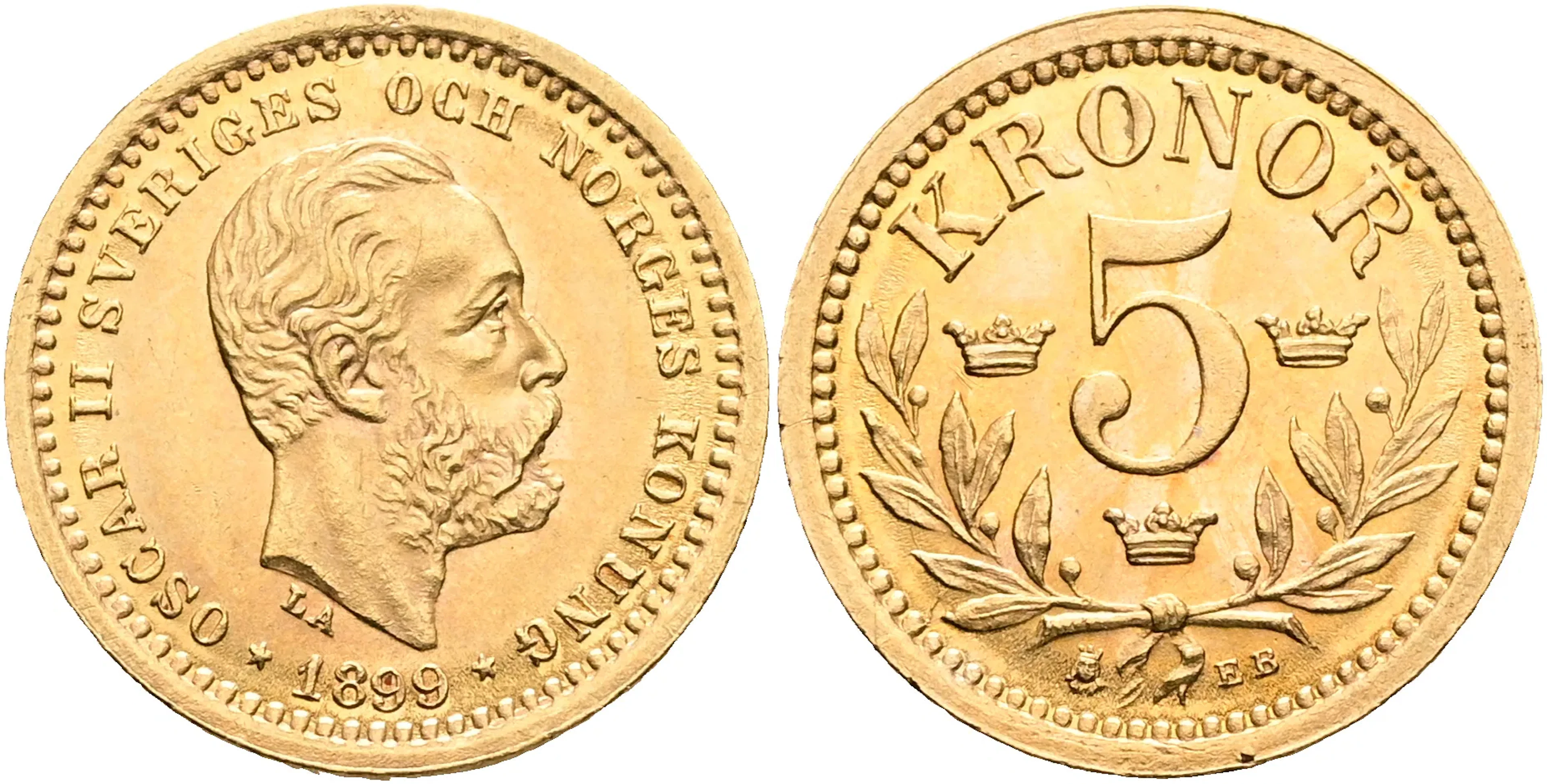 OSKAR II (1872-1907). 5 kronor 1899