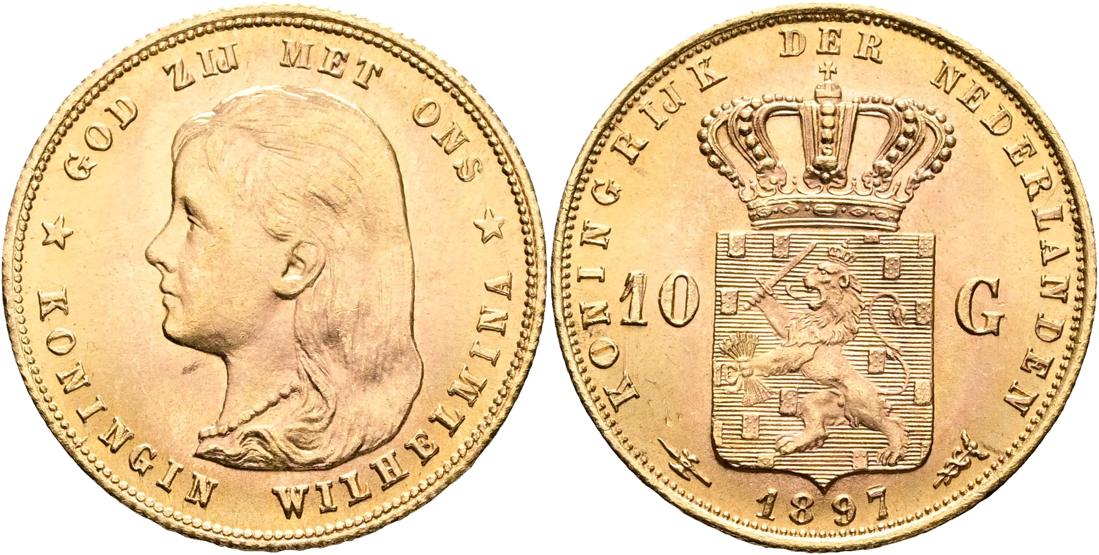 NEDERLÄNDERNA / THE NETHERLANDS. 10 gulden 1897