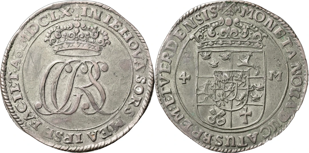KARL X GUSTAV (1654-1660). BREMEN-VERDEN. 4 mark 1660