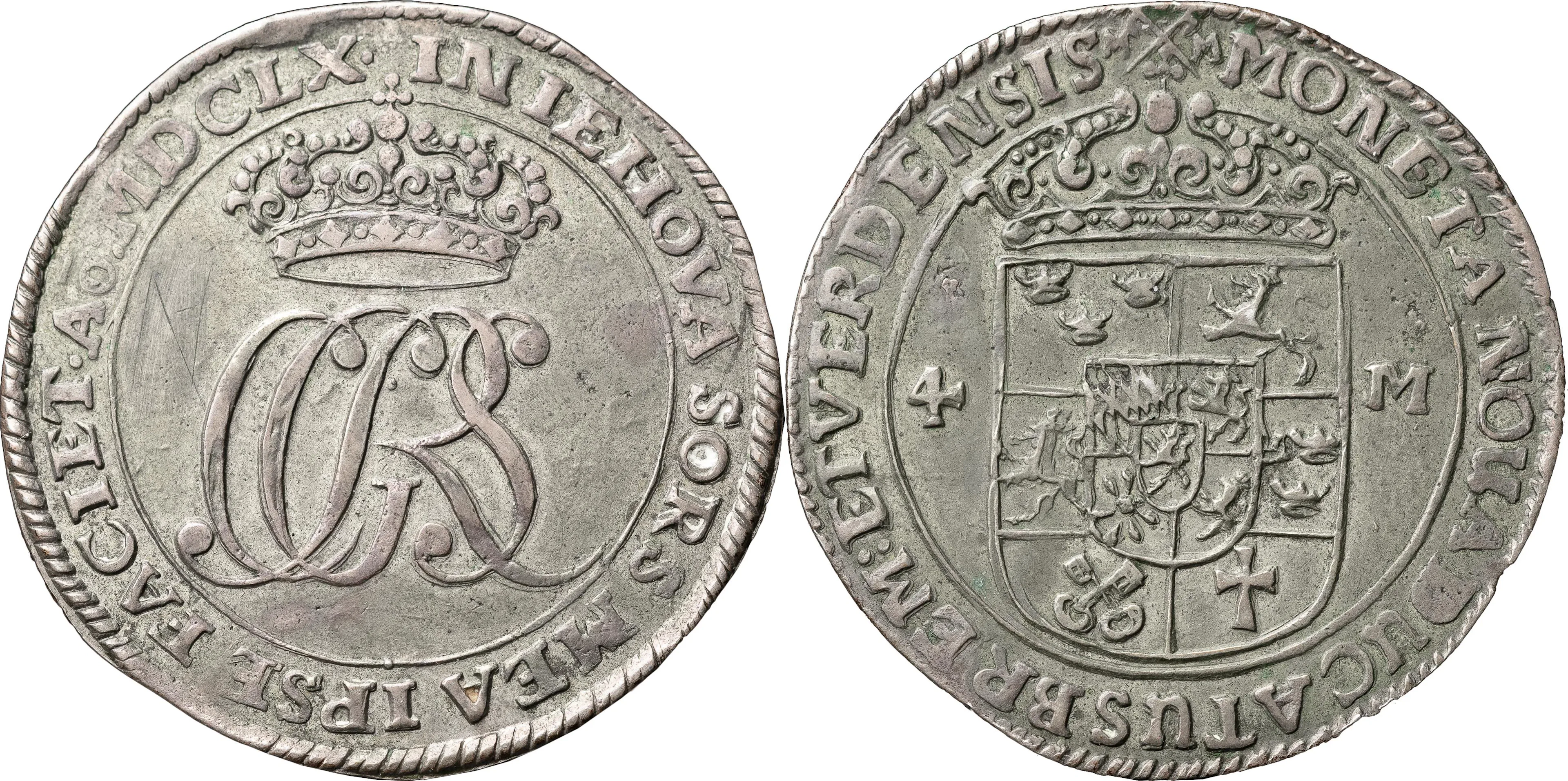KARL X GUSTAV (1654-1660). BREMEN-VERDEN. 4 mark 1660
