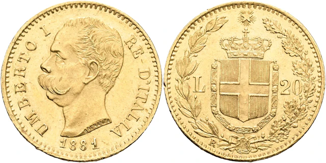ITALIEN / ITALY. 20 lire 1881