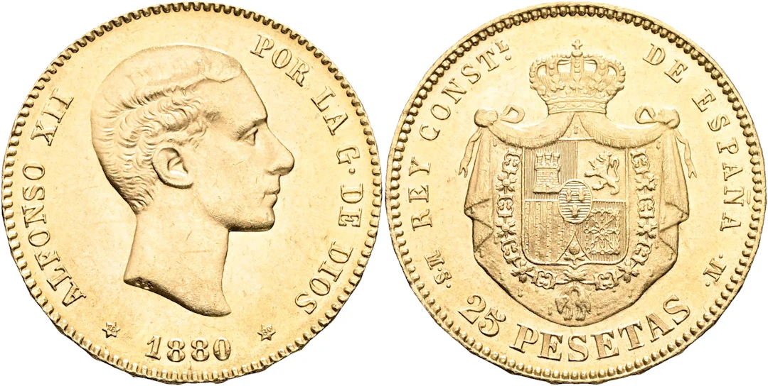 SPANIEN / SPAIN. 25 pesetas 1880