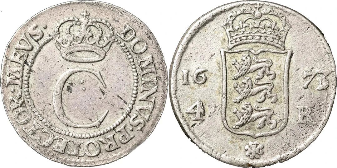 KARL XI (1660-1697). REVAL. 4 rundstück (öre) 1673