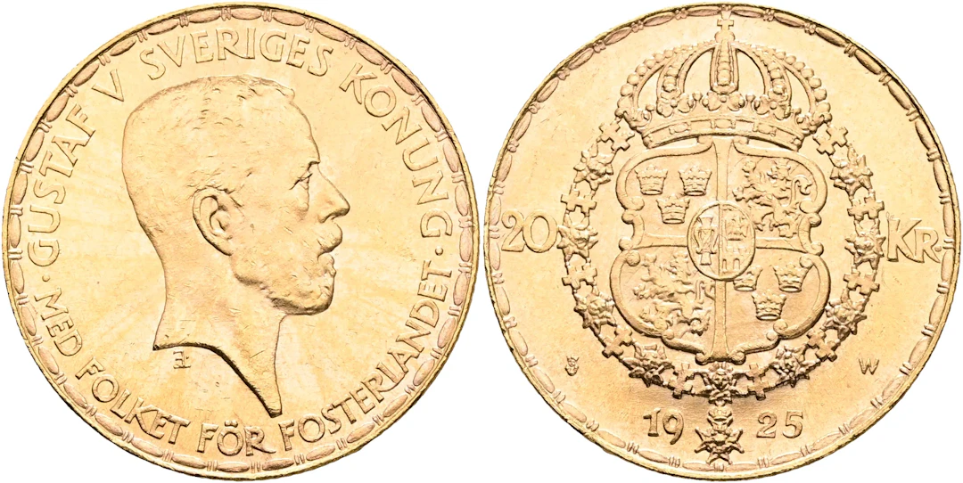 GUSTAV V (1907-1950). 20 kronor 1925