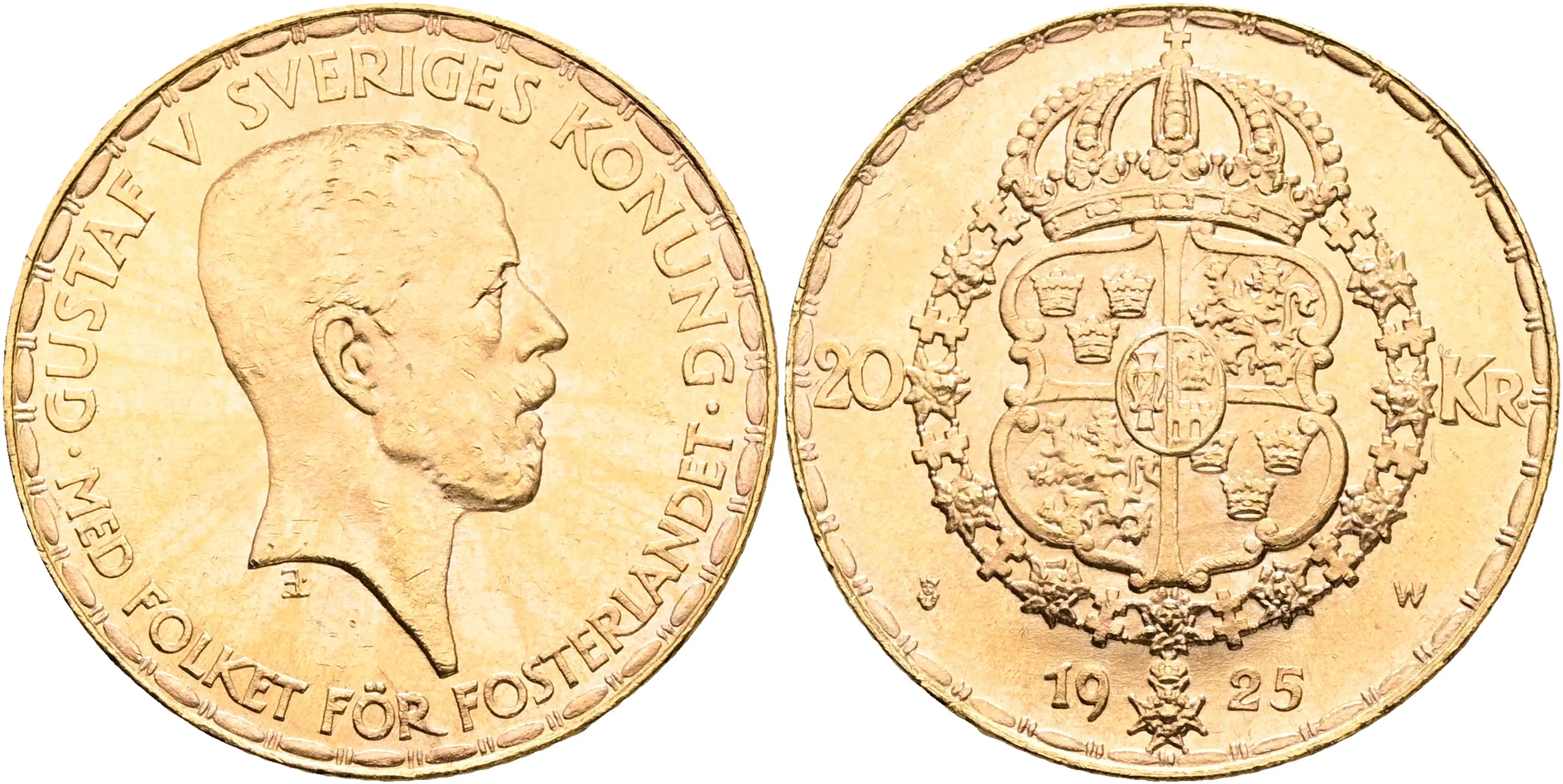 GUSTAV V (1907-1950). 20 kronor 1925