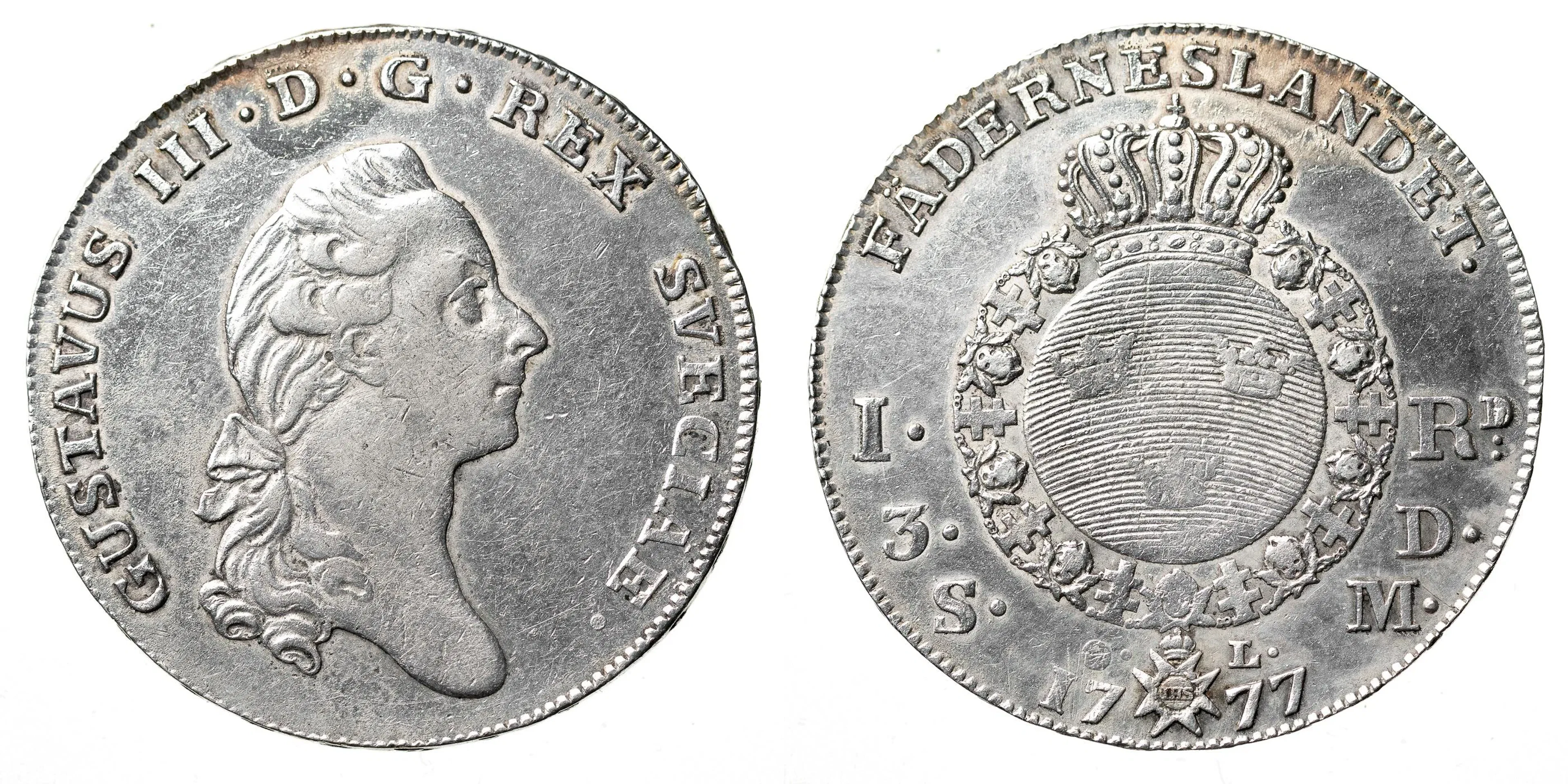 GUSTAV III (1771-1792). Riksdaler 1777