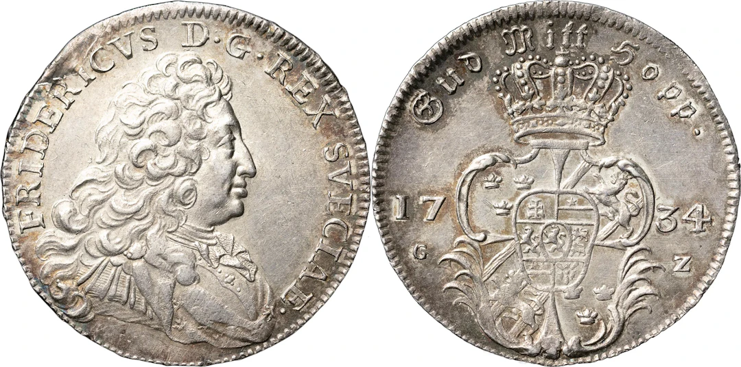 FREDRIK (1720-1751). STOCKHOLM. 1/2 riksdaler 1734