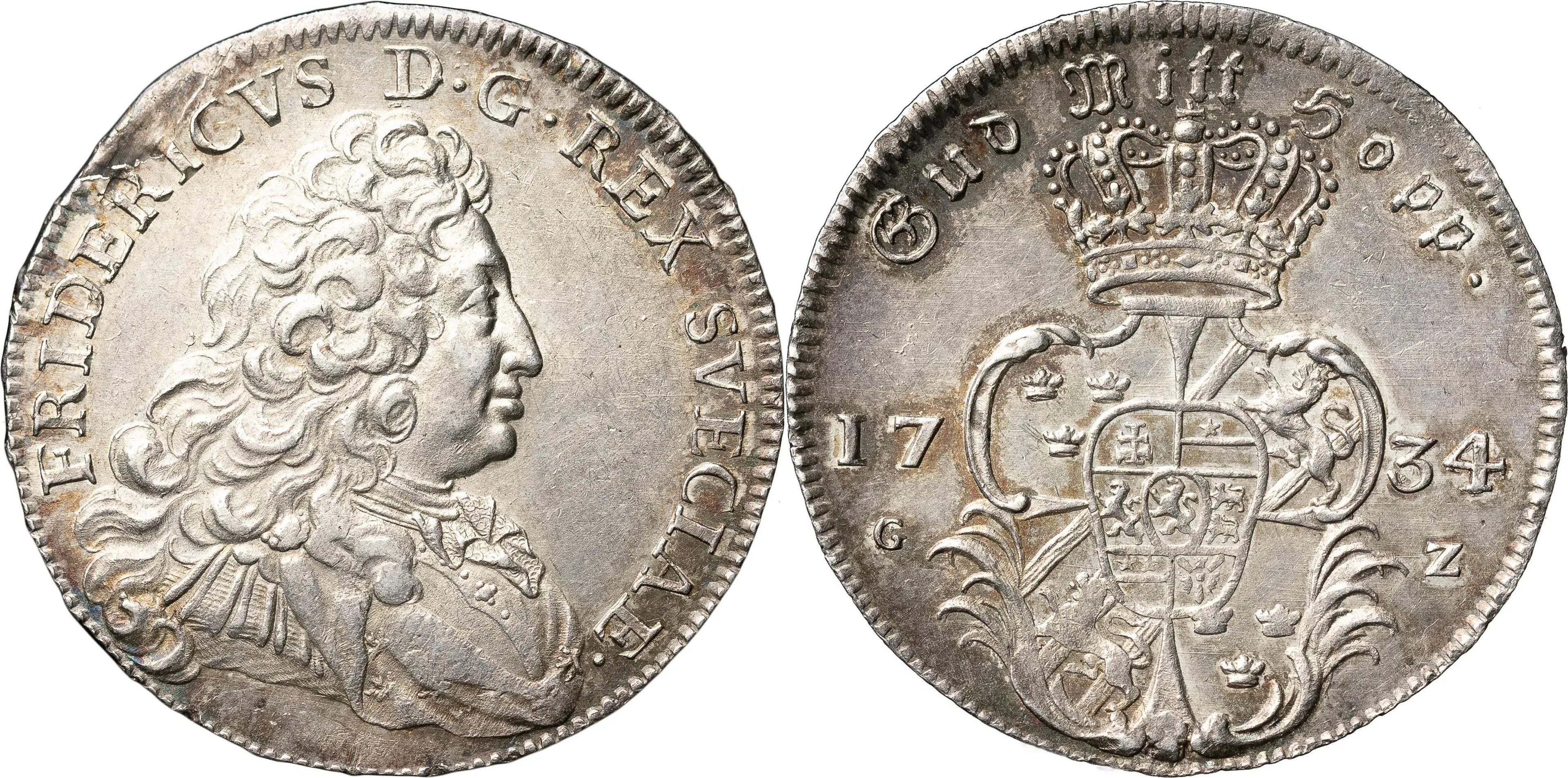 FREDRIK (1720-1751). STOCKHOLM. 1/2 riksdaler 1734