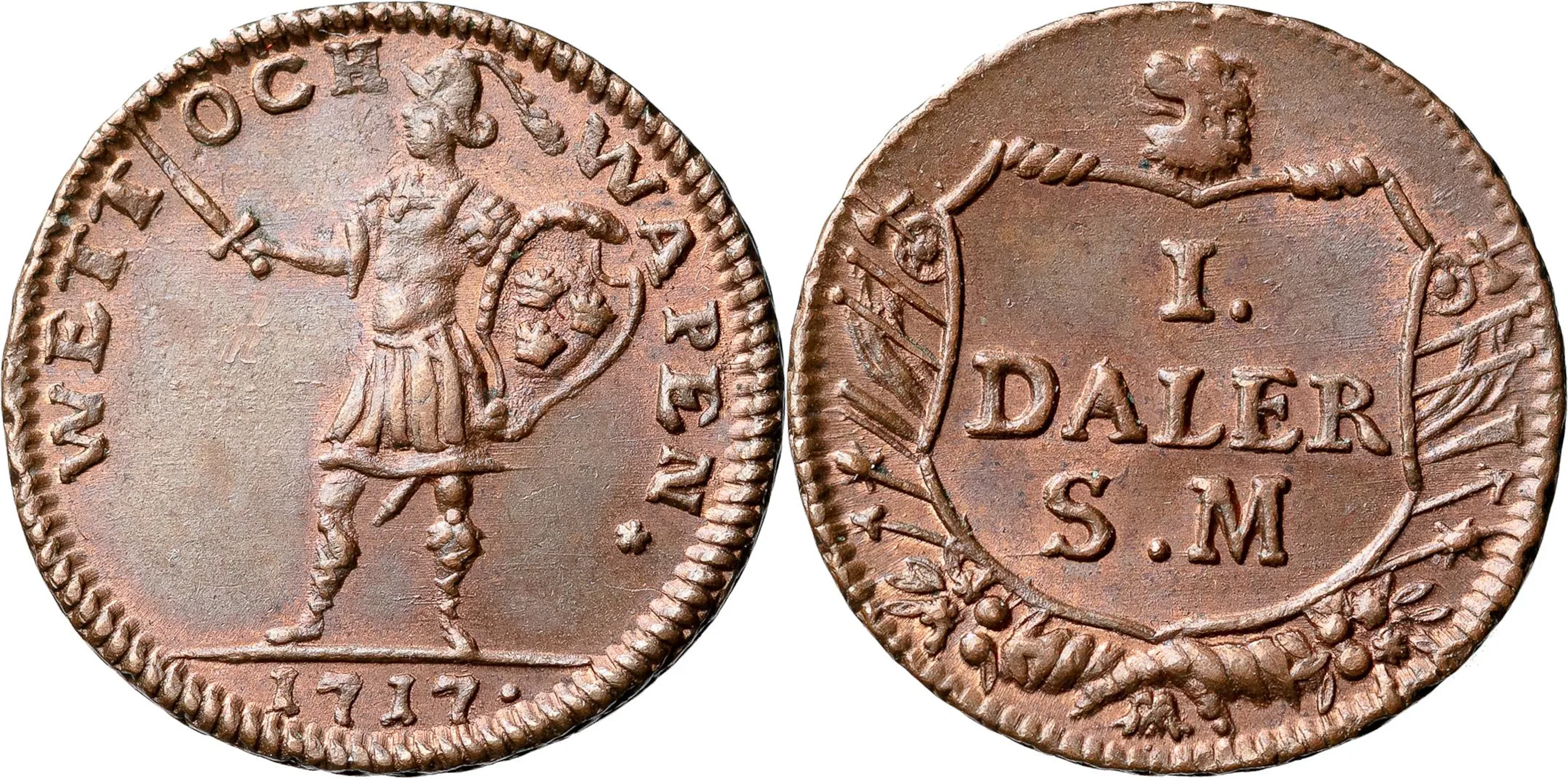KARL XII (1697-1718). STOCKHOLM. Daler SM 1717