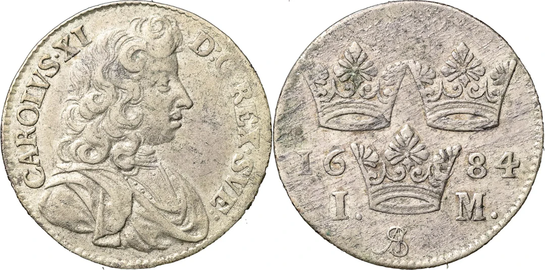 KARL XI (1660-1697). STOCKHOLM. Mark 1684