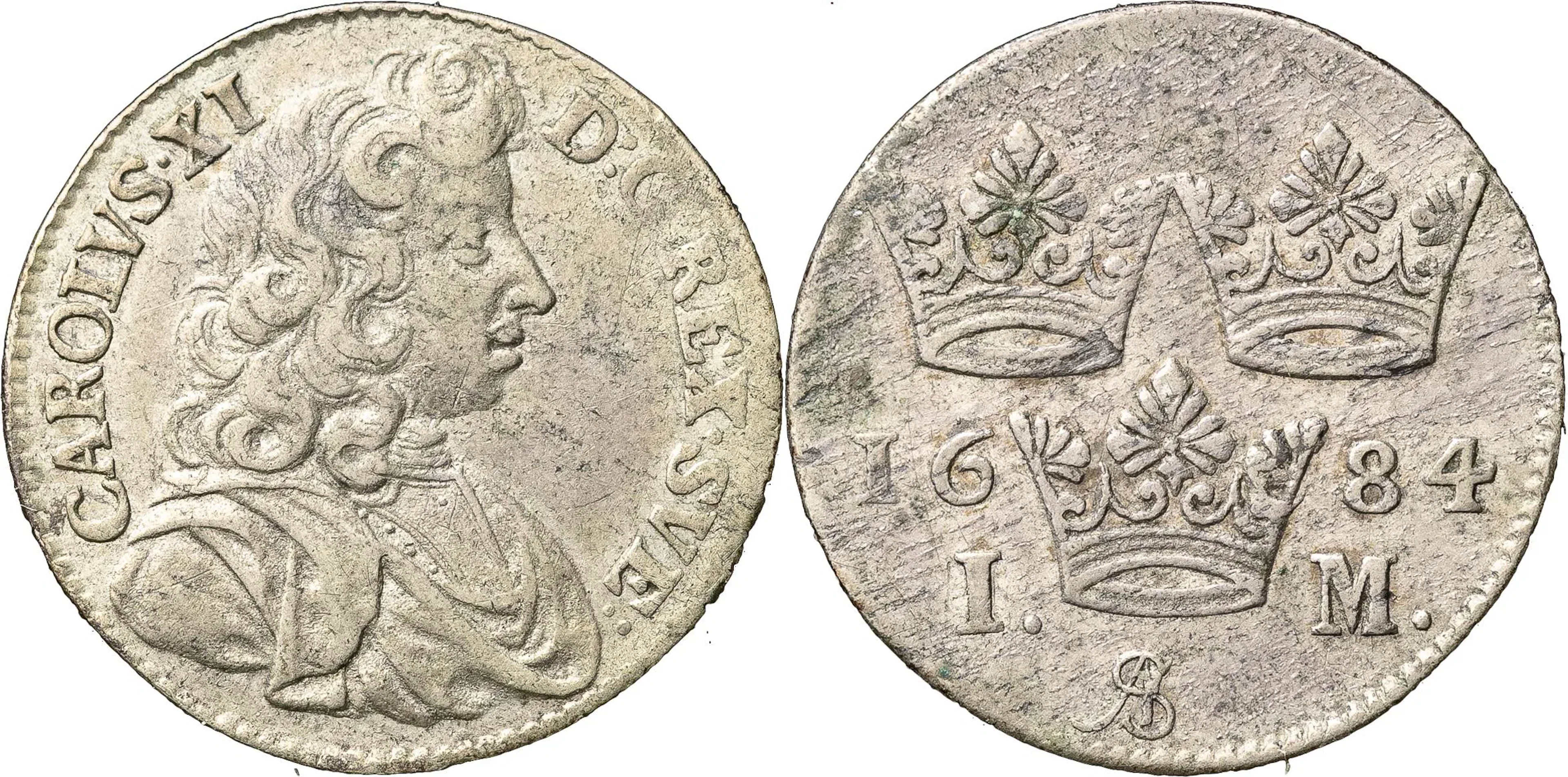 KARL XI (1660-1697). STOCKHOLM. Mark 1684