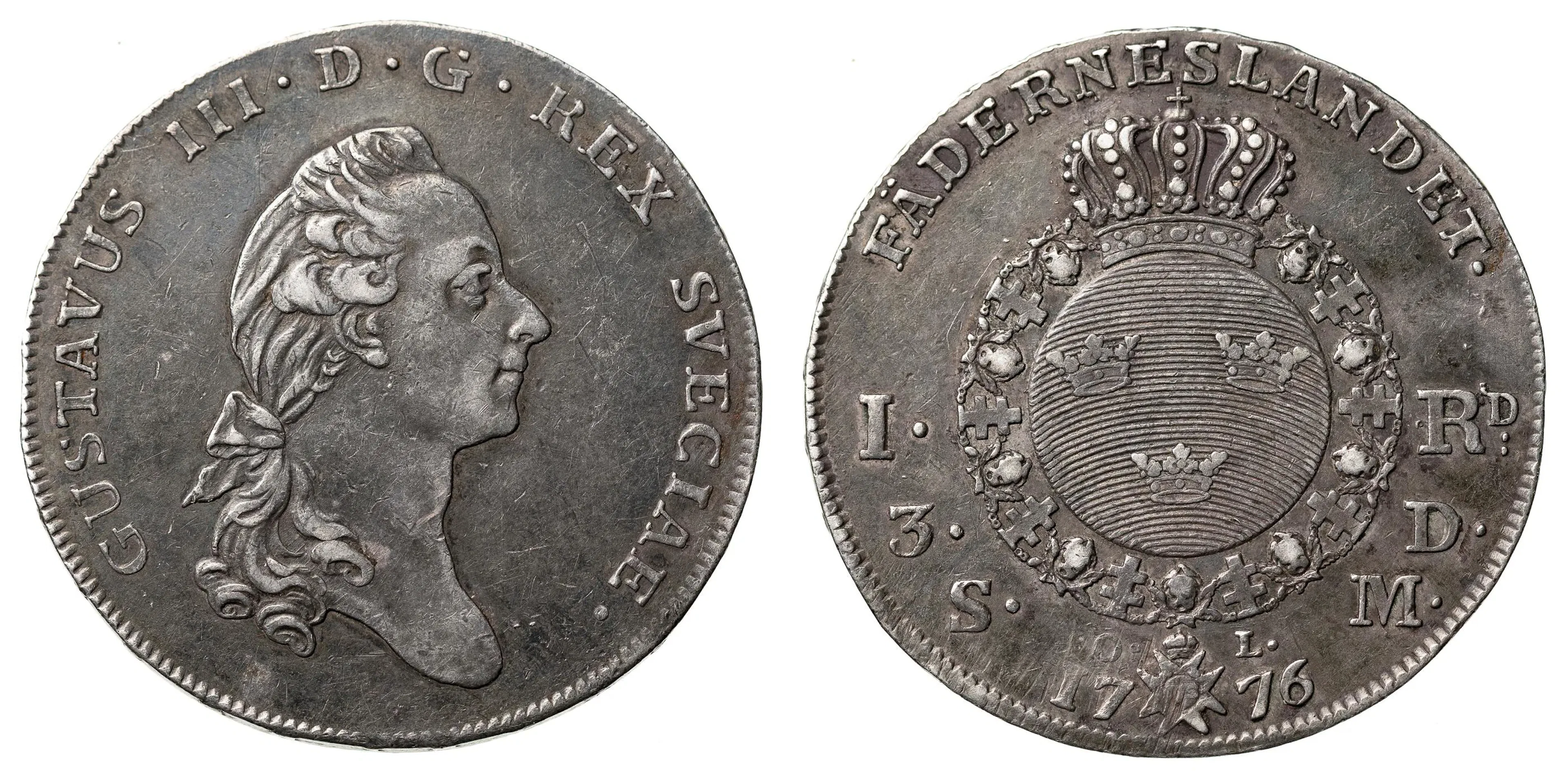 GUSTAV III (1771-1792). Riksdaler 1776