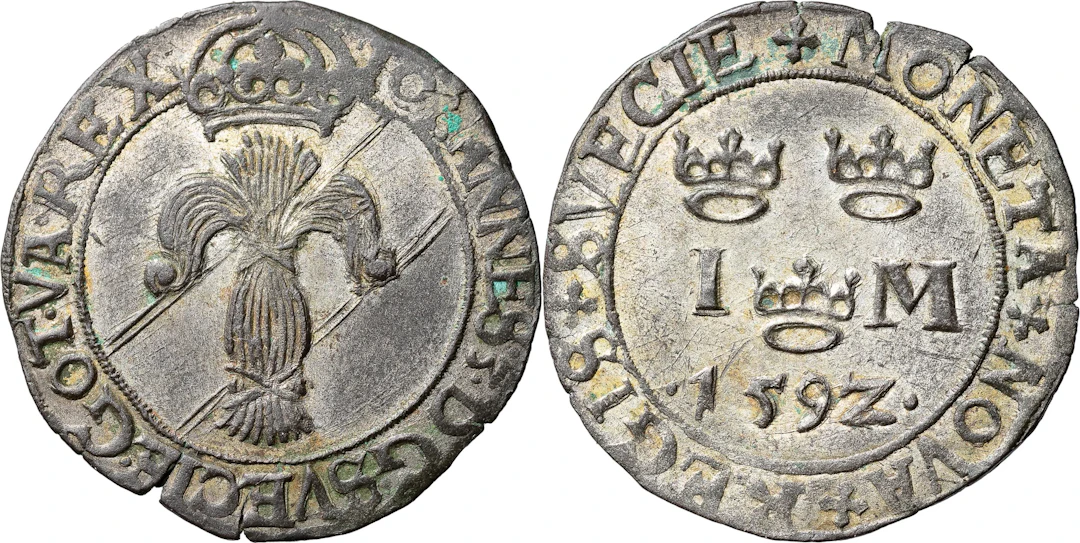 JOHAN III (1568-1592). STOCKHOLM. Mark 1592