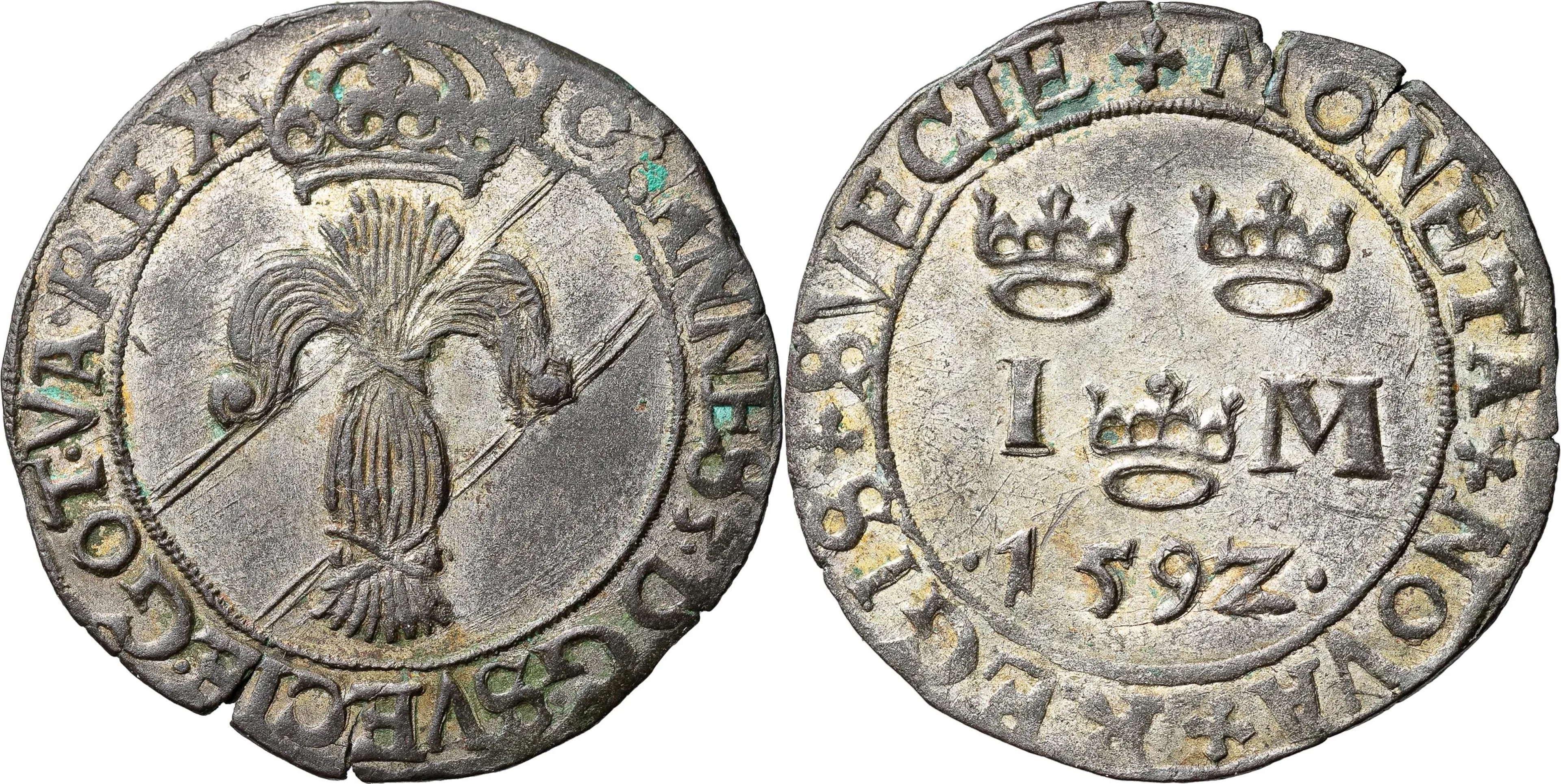 JOHAN III (1568-1592). STOCKHOLM. Mark 1592