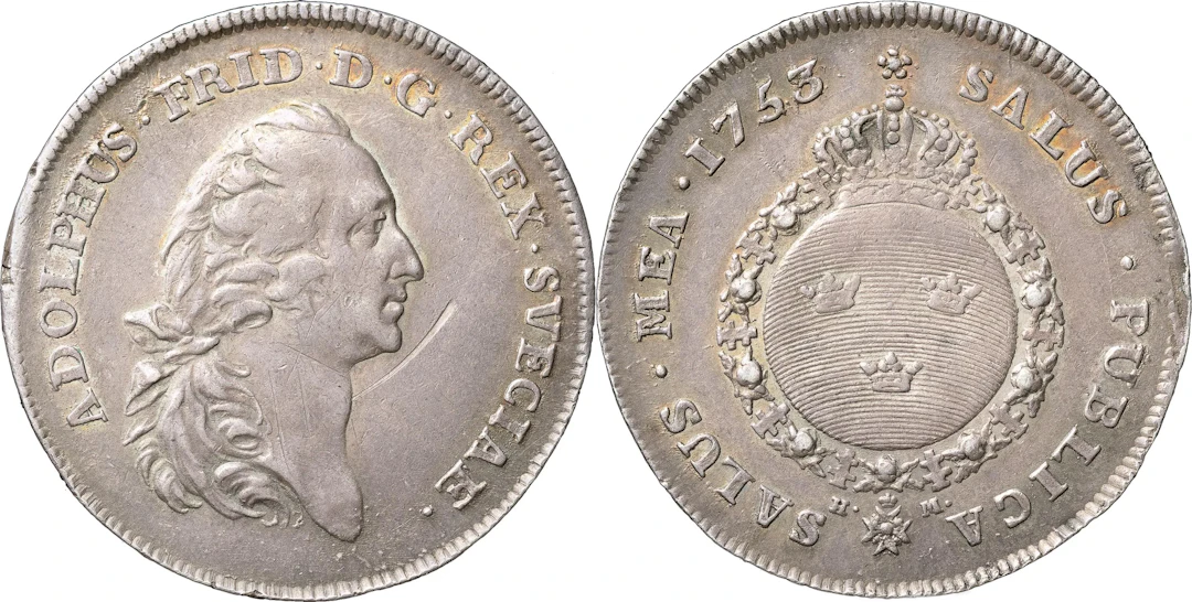 ADOLF FREDRIK (1751-1771). STOCKHOLM. 1/2 riksdaler 1753