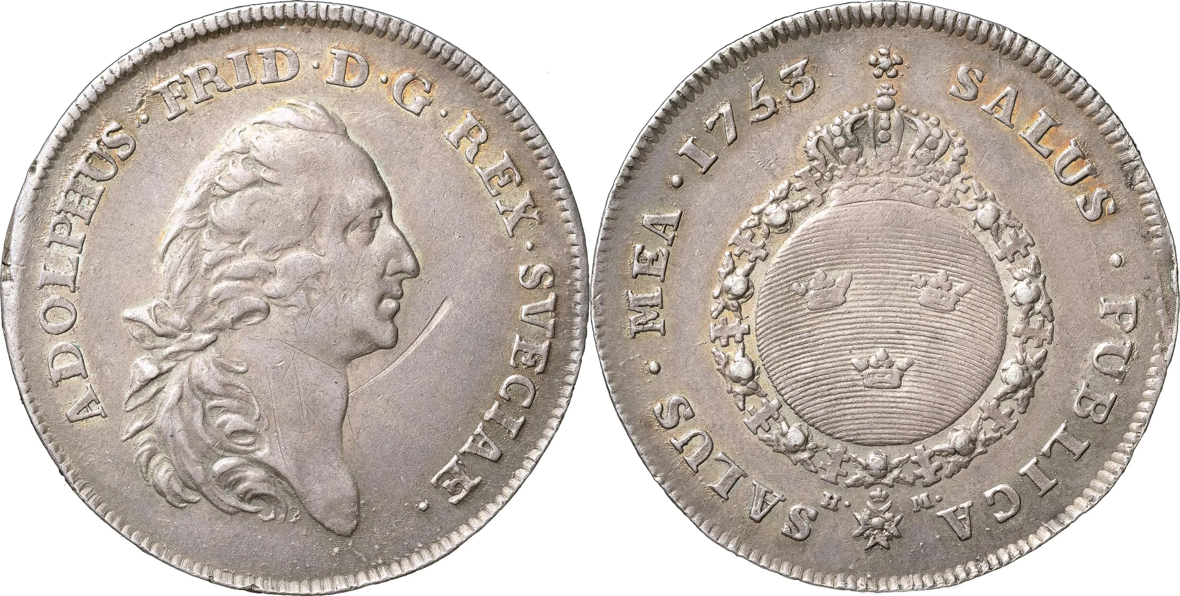 ADOLF FREDRIK (1751-1771). STOCKHOLM. 1/2 riksdaler 1753