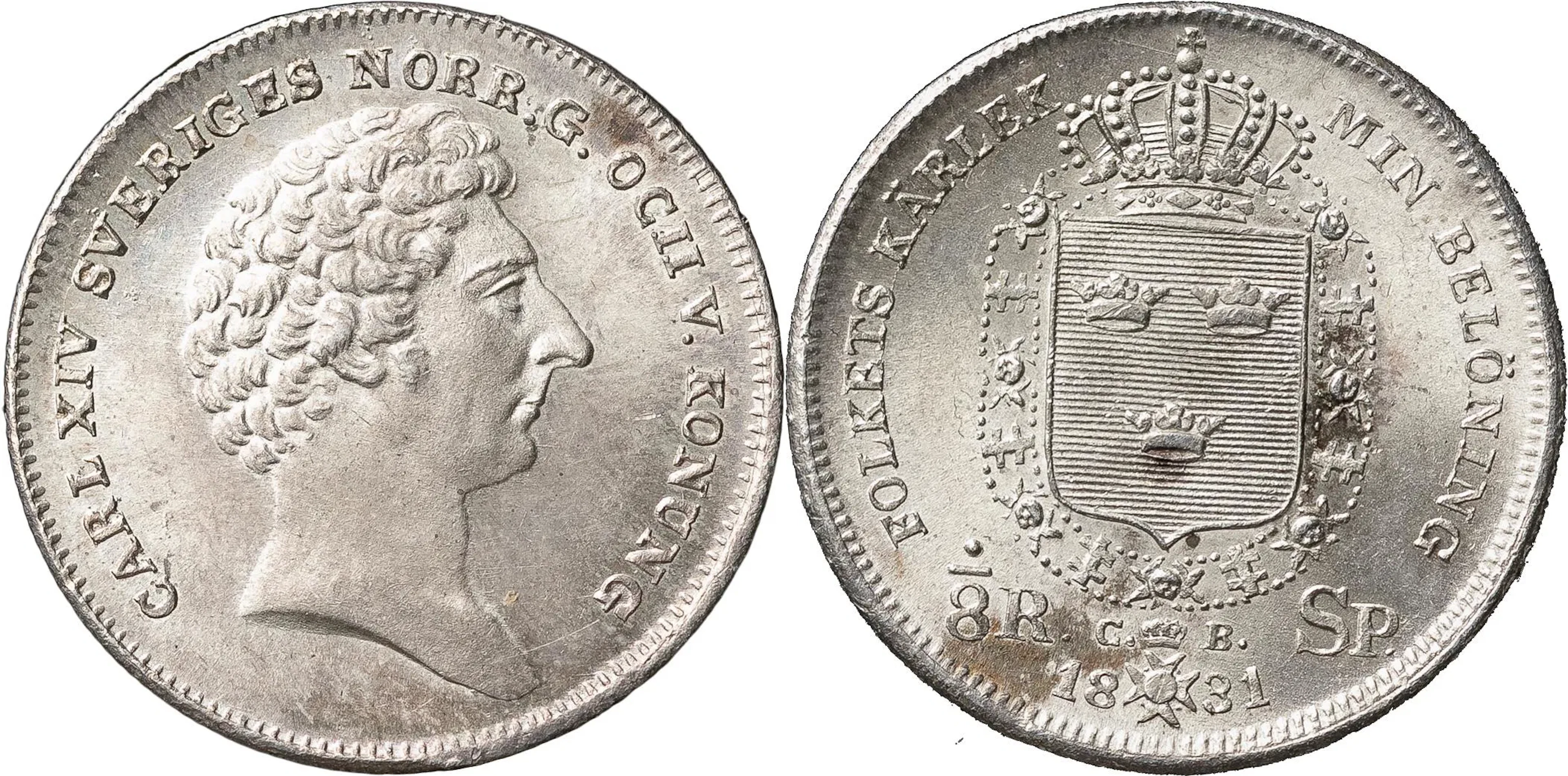 KARL XIV JOHAN (1818-1844). STOCKHOLM. 1/8 riksdaler specie 1831
