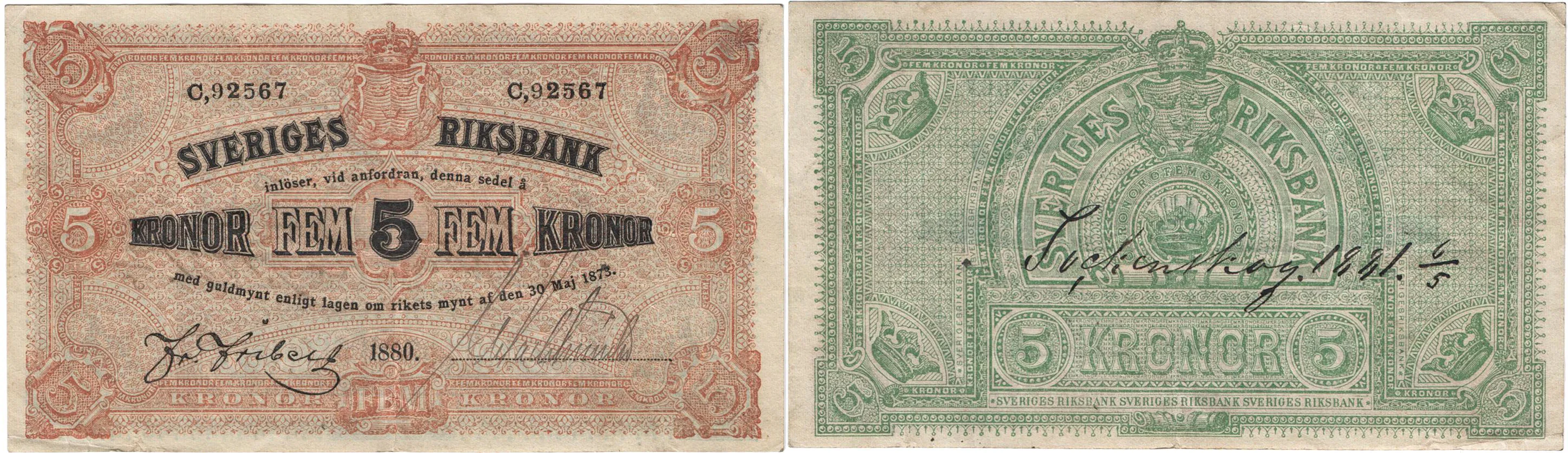 5 kronor 1880. C,921567