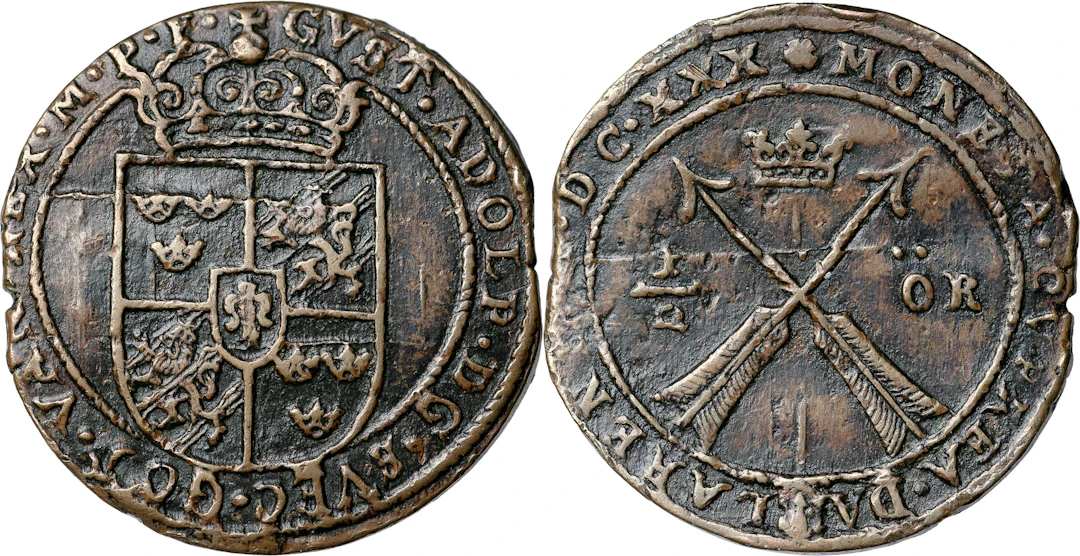 GUSTAV II ADOLF (1611-1632). SÄTER. 1/2 öre 1630