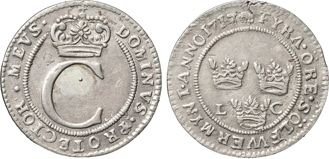 KARL XII (1697-1718). STOCKHOLM. 4 öre 1717