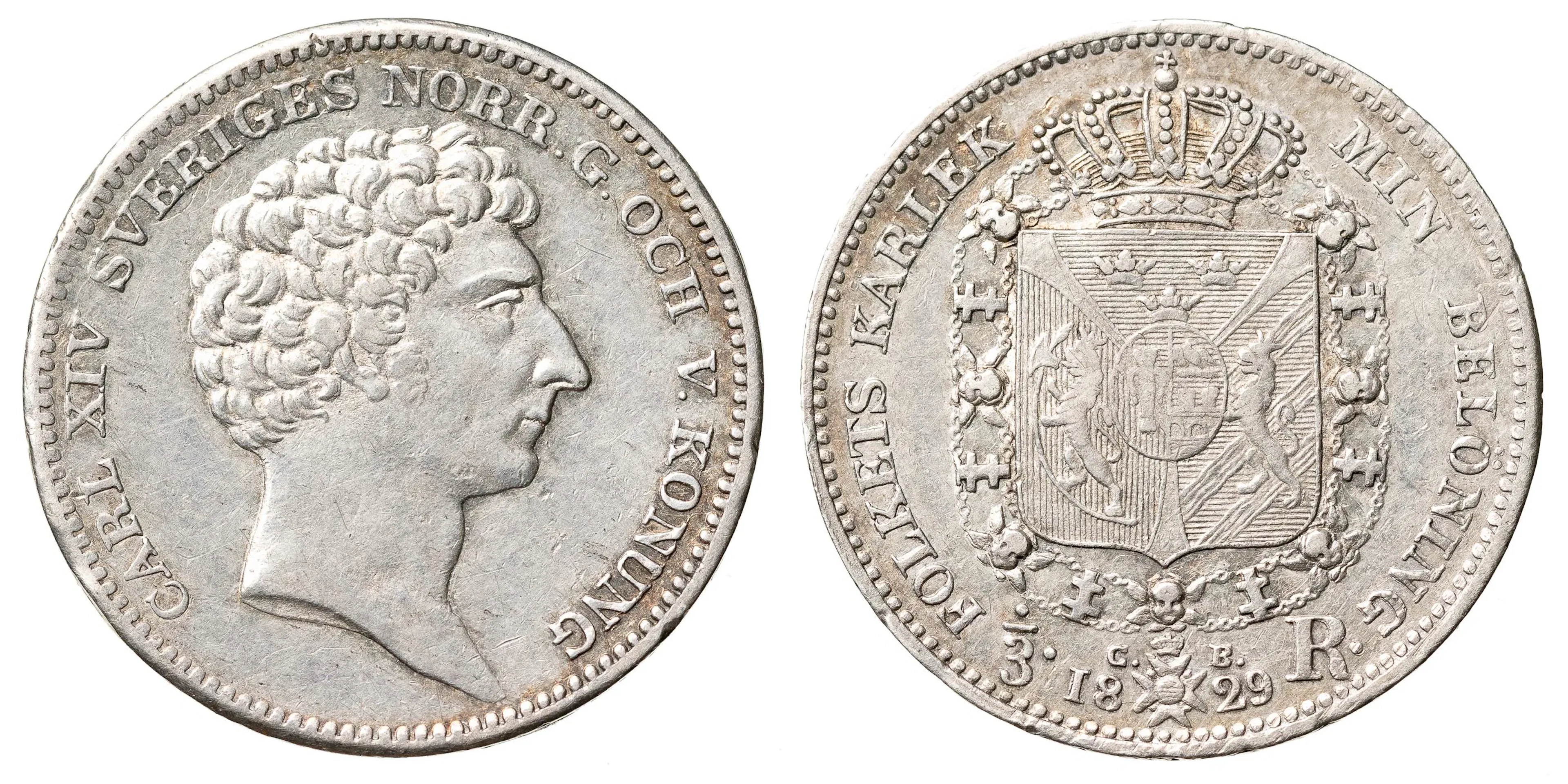 KARL XIV JOHAN (1818-1844). 1/3 riksdaler 1829