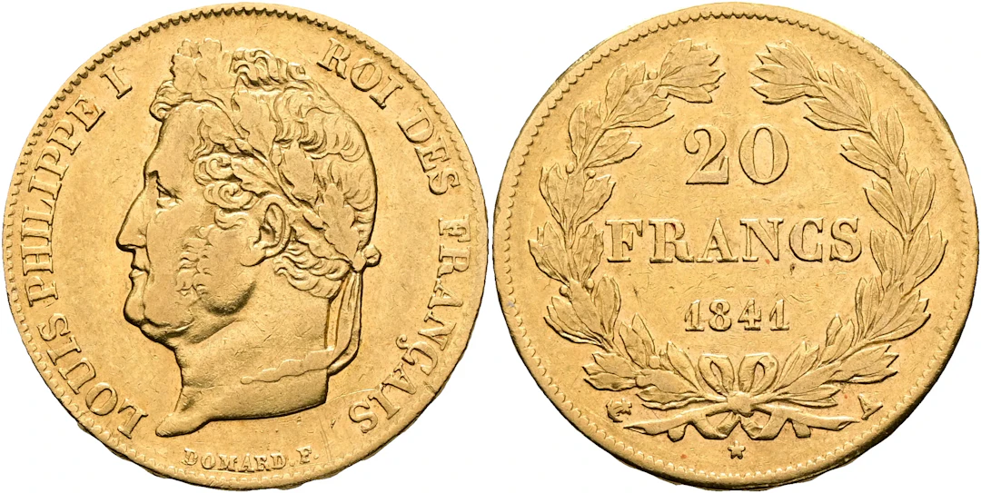 FRANKRIKE / FRANCE. 20 francs 1841
