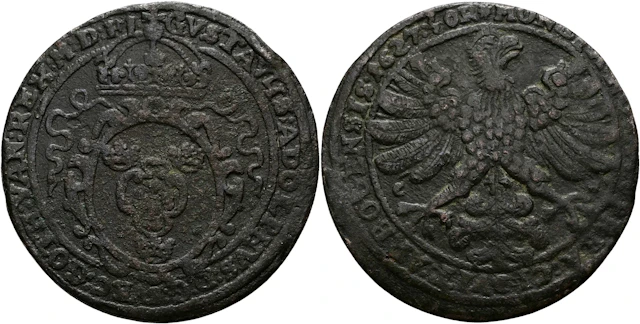 GUSTAV II ADOLF (1611-1632). 1/2 öre 1627