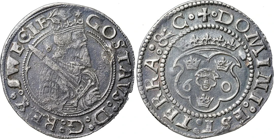 GUSTAV I (1523-1560). STOCKHOLM. 1/2 mark 1560