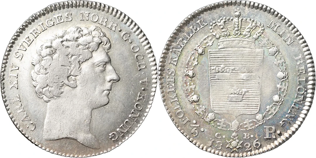 KARL XIV JOHAN (1818-1844). STOCKHOLM. 1/6 riksdaler 1826