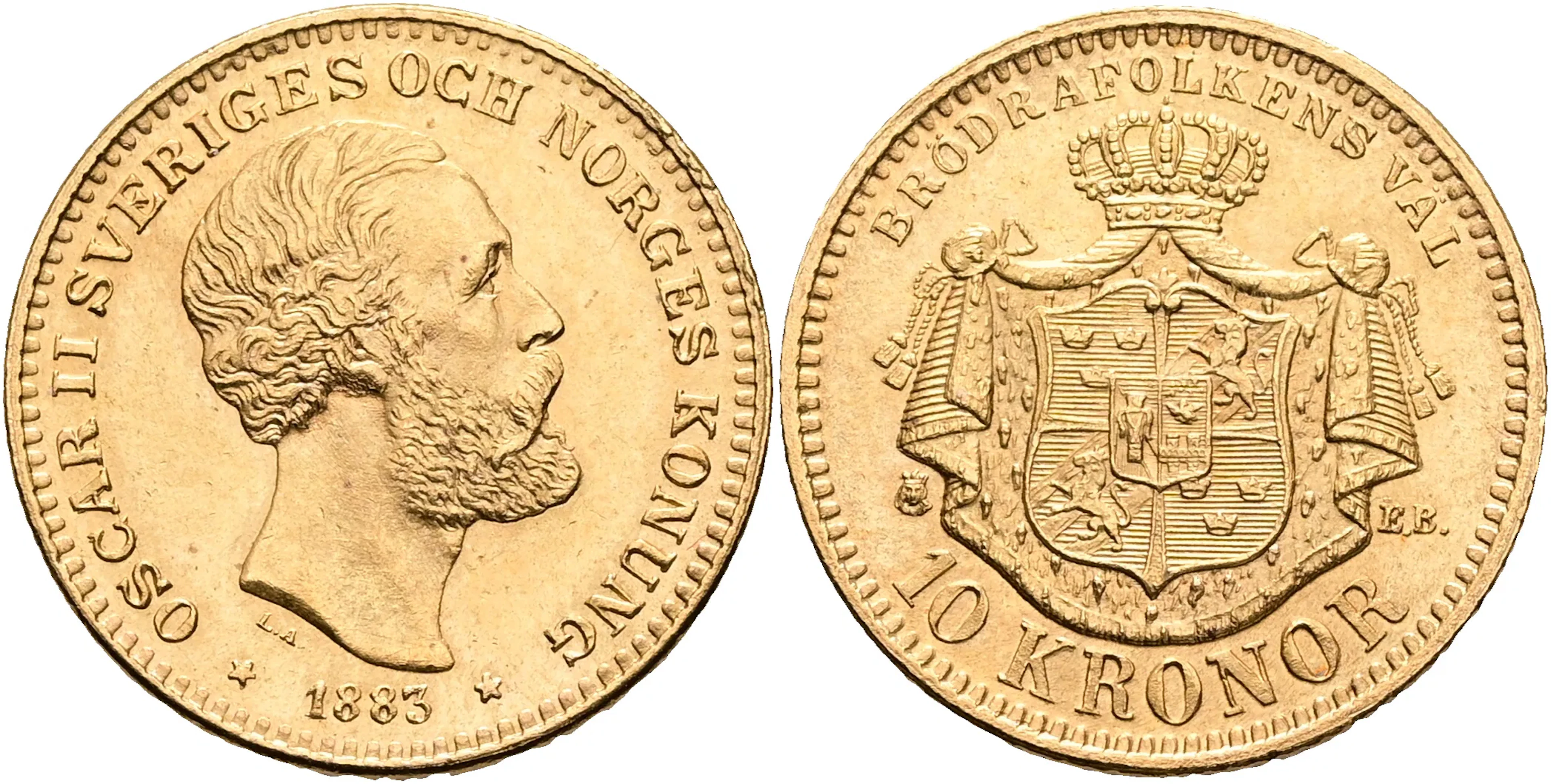 OSKAR II (1872-1907). 10 kronor 1883