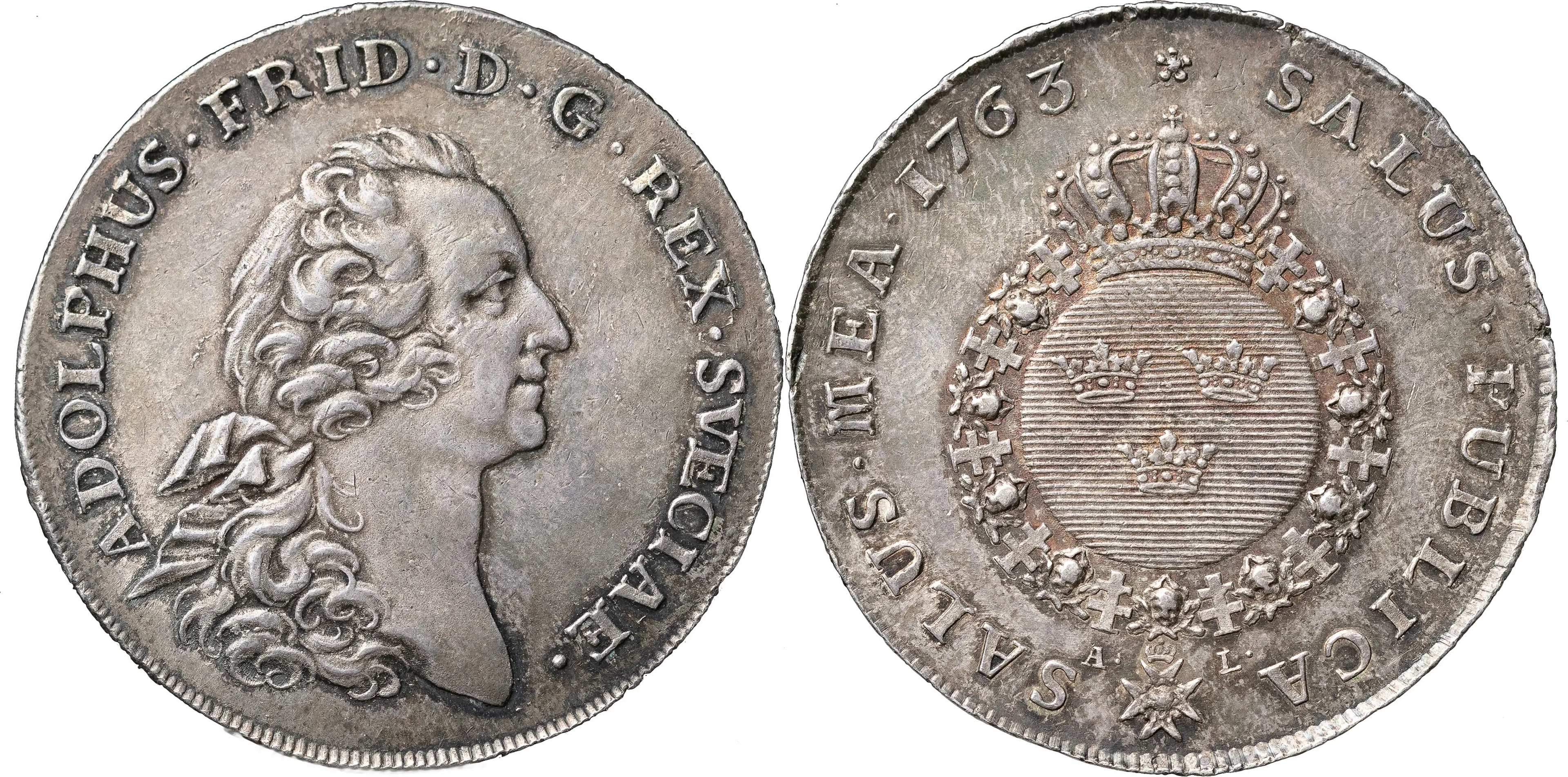 ADOLF FREDRIK (1751-1771). STOCKHOLM. Riksdaler 1763
