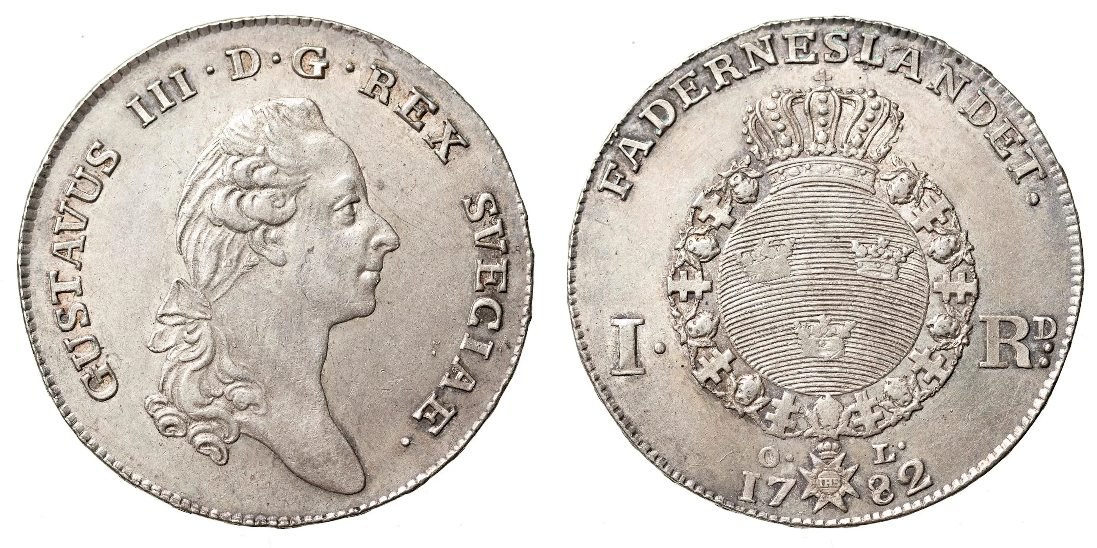 GUSTAV III (1771-1792). Riksdaler 1782