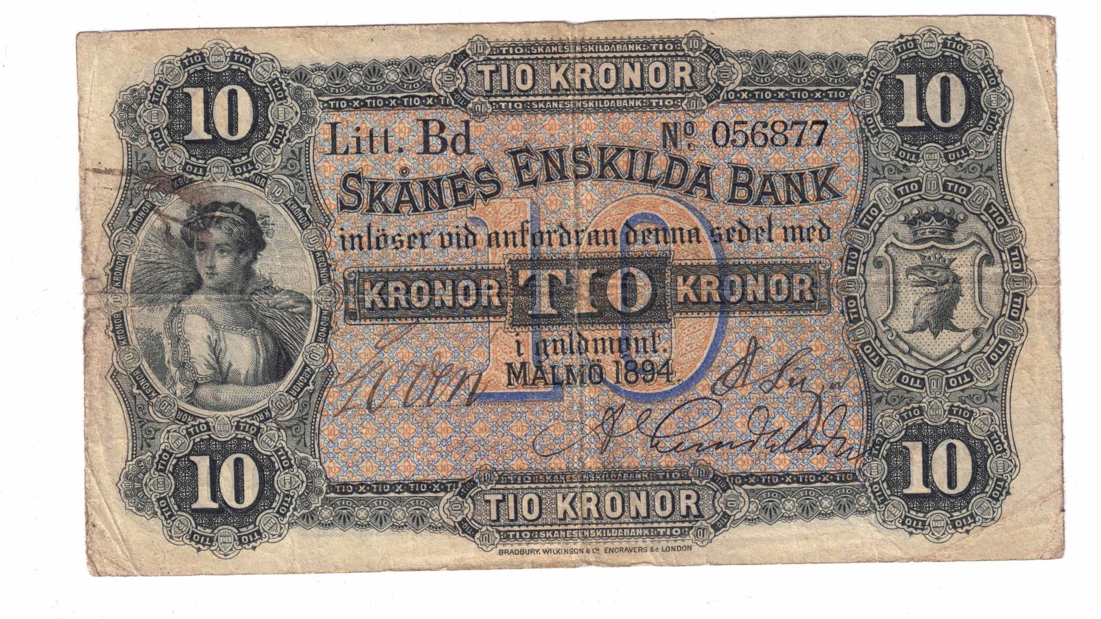 SEDEL. 10 kronor 1894