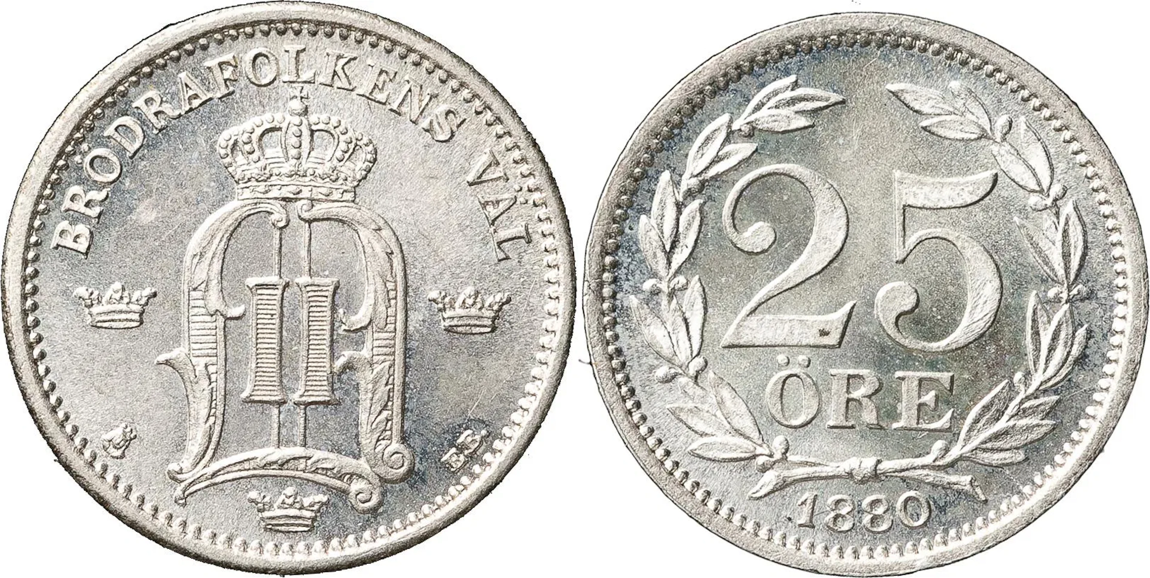 OSKAR II (1872-1907). 25 öre 1880. SM 96