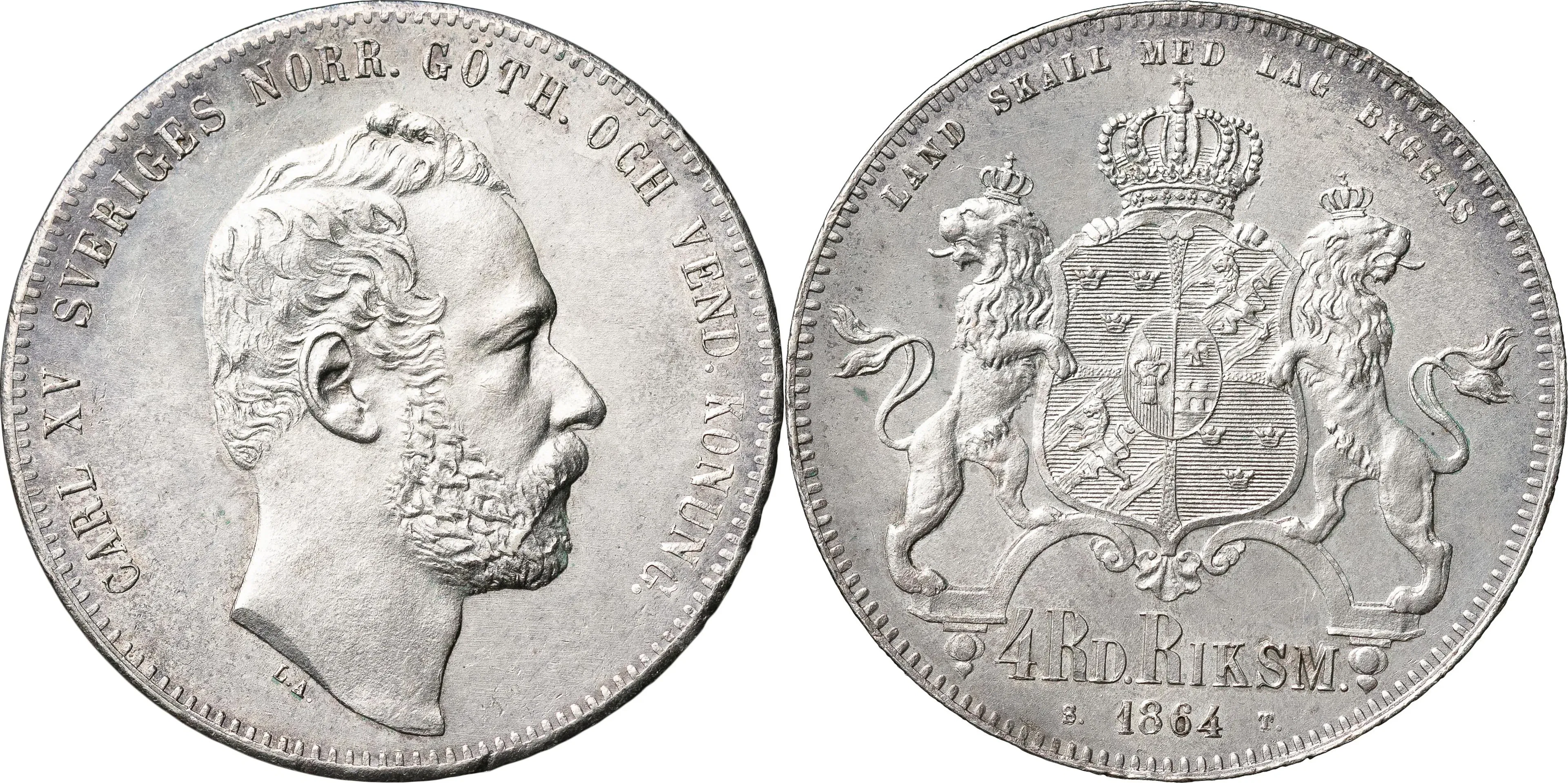 4 riksdaler riksmynt 1864. SM 17